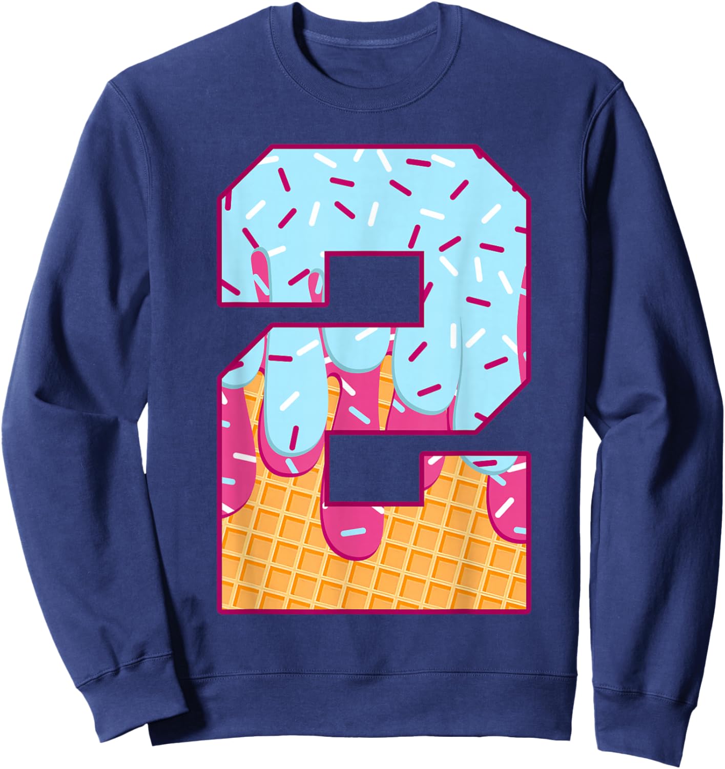 Number 2 Ice Cream Drip Matching Numbers Costume Meme Sweatshirt - Sweatshirt | Navy