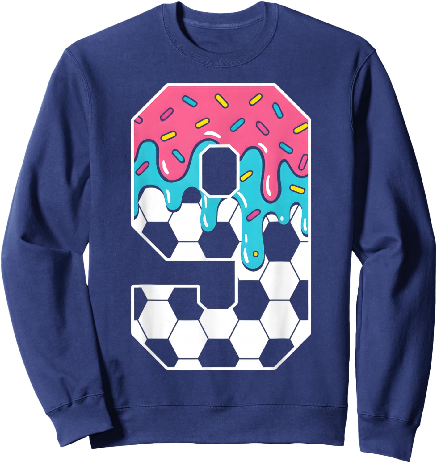 Soccer 9 Year Old Ice Cream Drip Youth 9th Birthday Boy 9 Sweatshirt - Sweatshirt | Navy