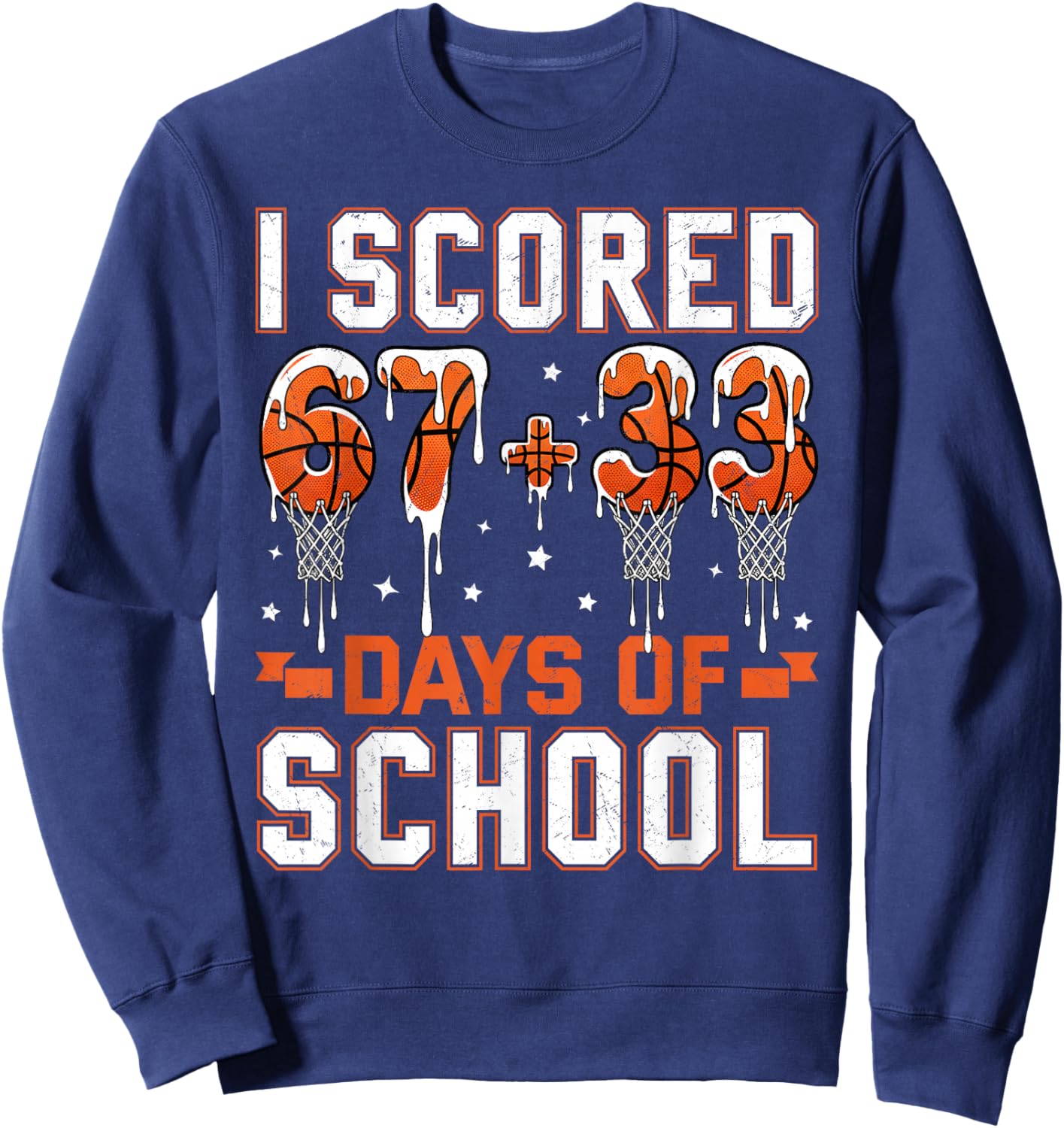 100 Days of School Basketball Drip 100th Day of School Boys Sweatshirt - Sweatshirt | Navy