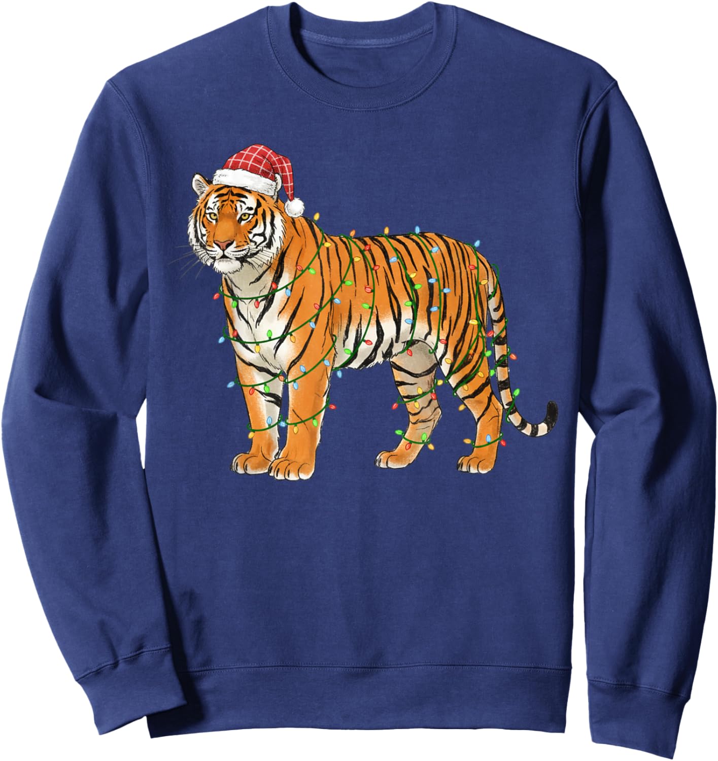 Christmas Bengal Tiger Holiday Festive Animal Sweatshirt - Sweatshirt | Navy