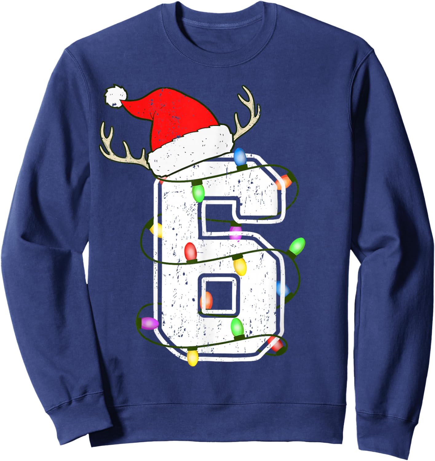 Number 6 6th Birthday Boy Six Christmas Happy Birthday Kids Sweatshirt - Sweatshirt | Navy