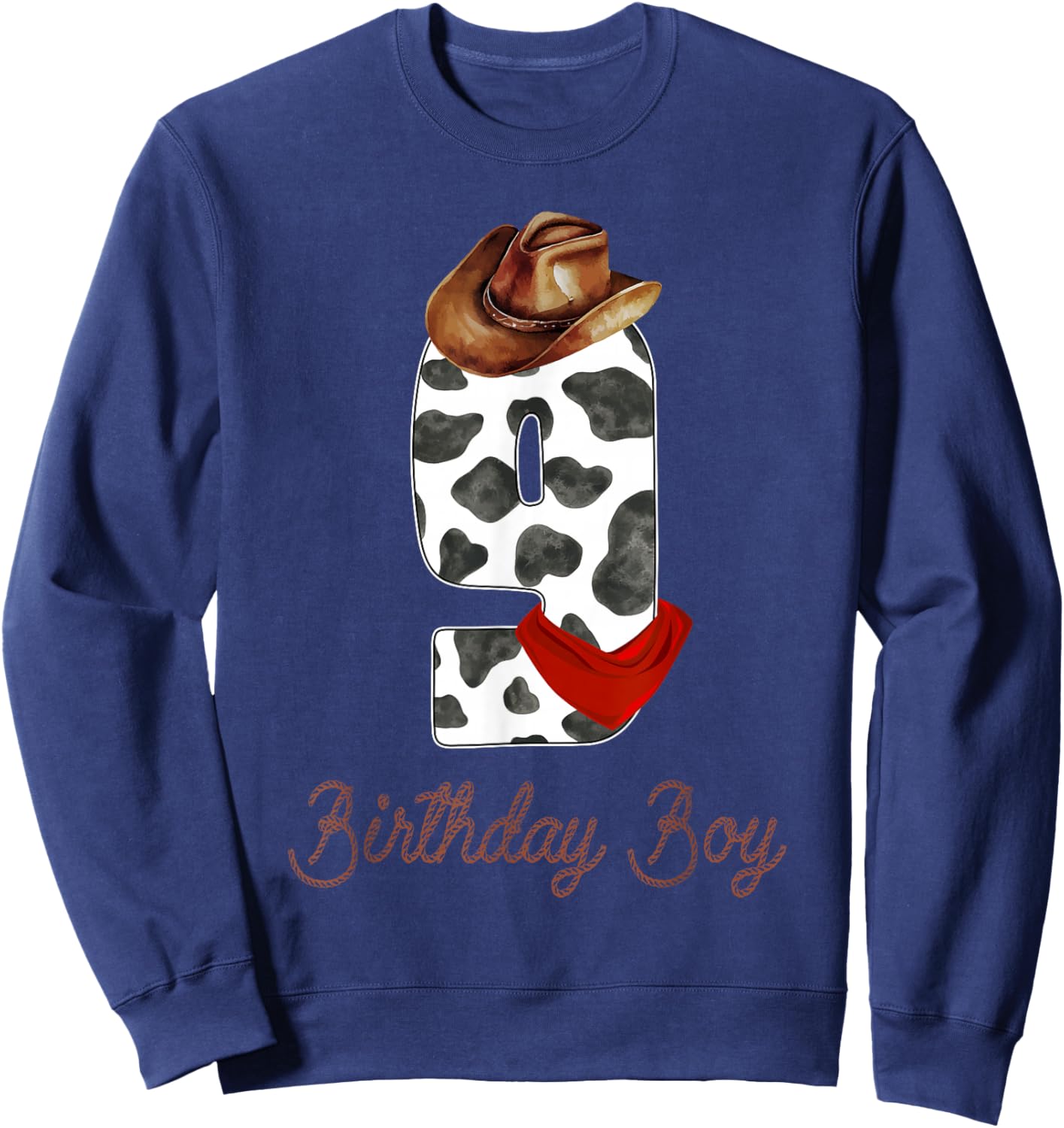It's My 9th Birthday Boy Vintage 9 Years Old Boys Cowboy Sweatshirt - Sweatshirt | Navy