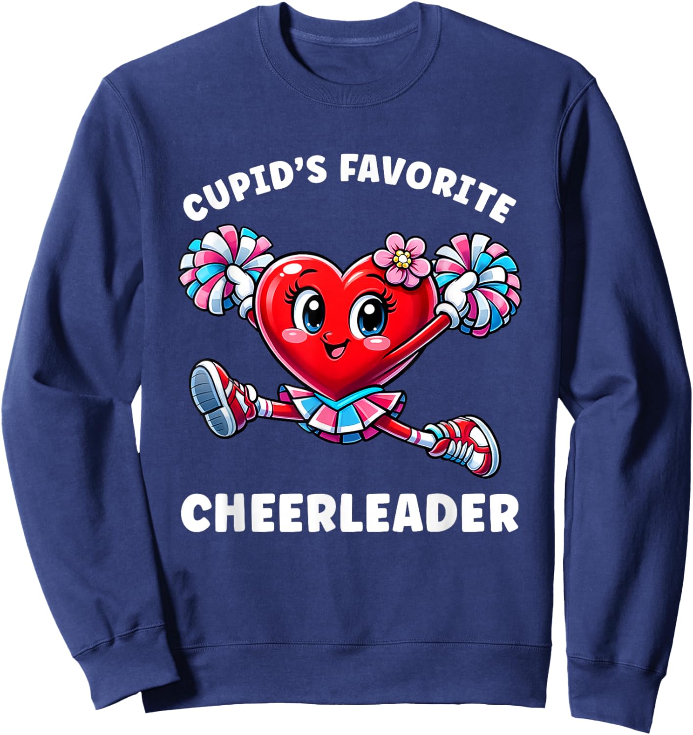 Cupid's Favorite Cheerleader Valentine's Day Cheerleading Sweatshirt - Sweatshirt | Navy