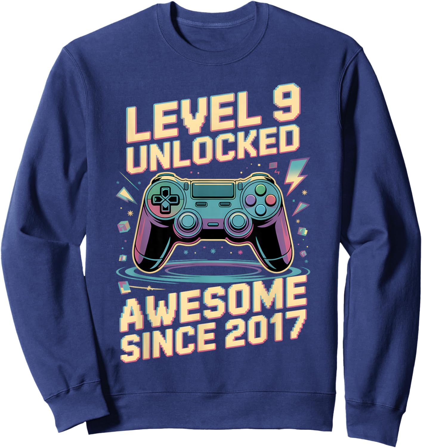 9th Birthday Boy Gift Level 9 Gamer 2017 9 Year Old Party Sweatshirt - Sweatshirt | Navy