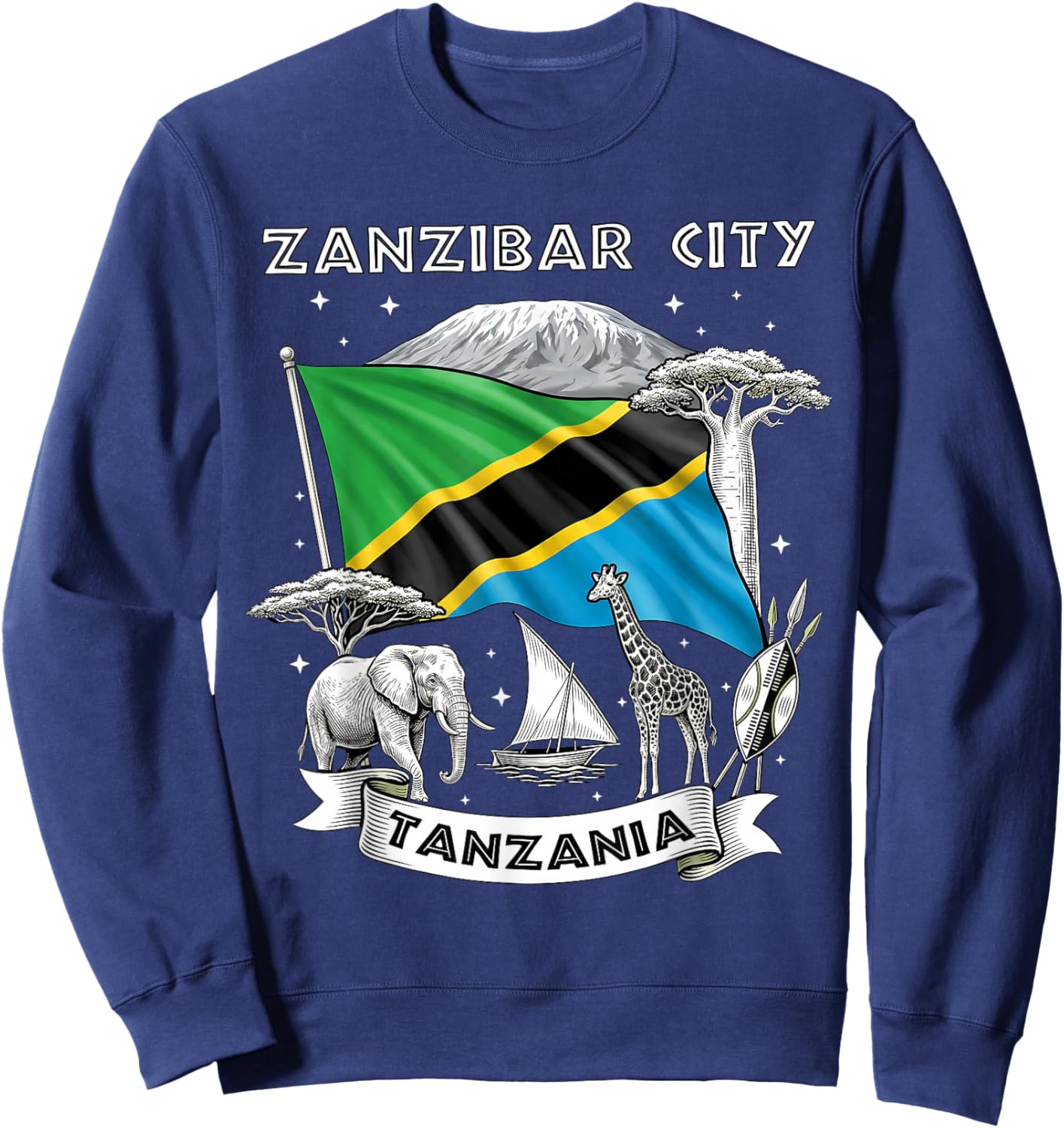 Zanzibar City Tanzania African Metropolis Graphic Sweatshirt - Sweatshirt | Navy
