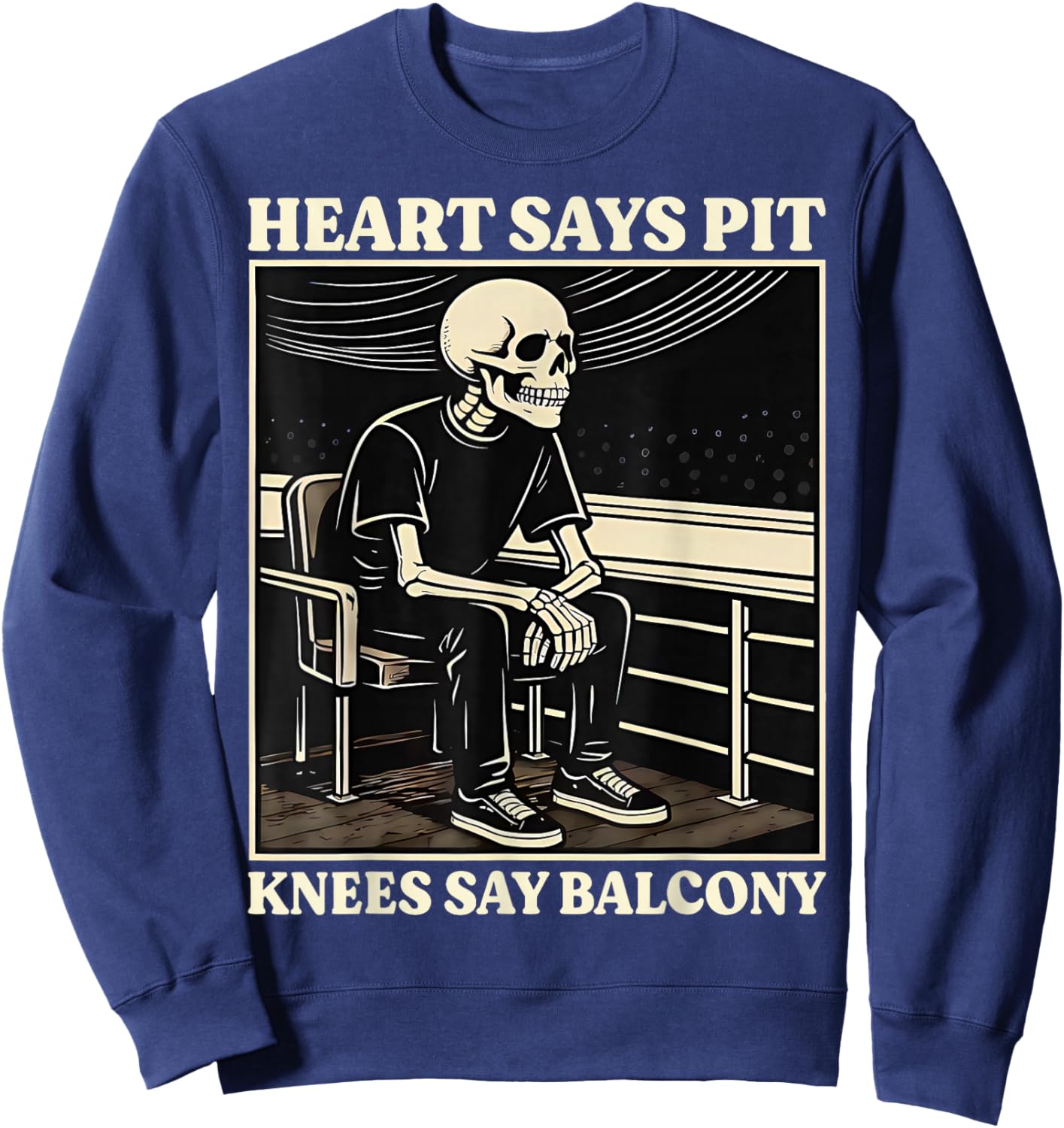 Retro Heart Says Pit Knees Say Balcony Men Sweatshirt - Sweatshirt | Navy
