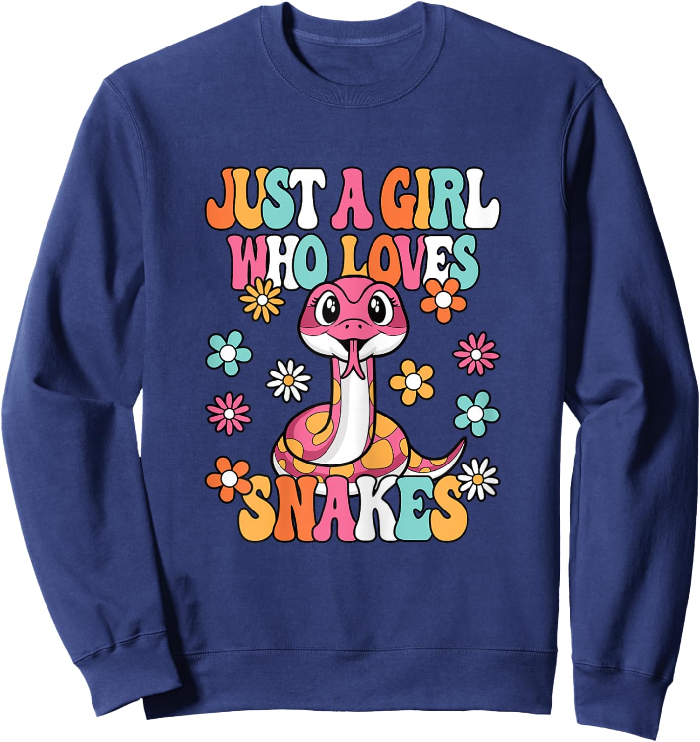 Just A Girl Who Loves Snakes Cute Snake Reptile Kids Sweatshirt - Sweatshirt | Navy