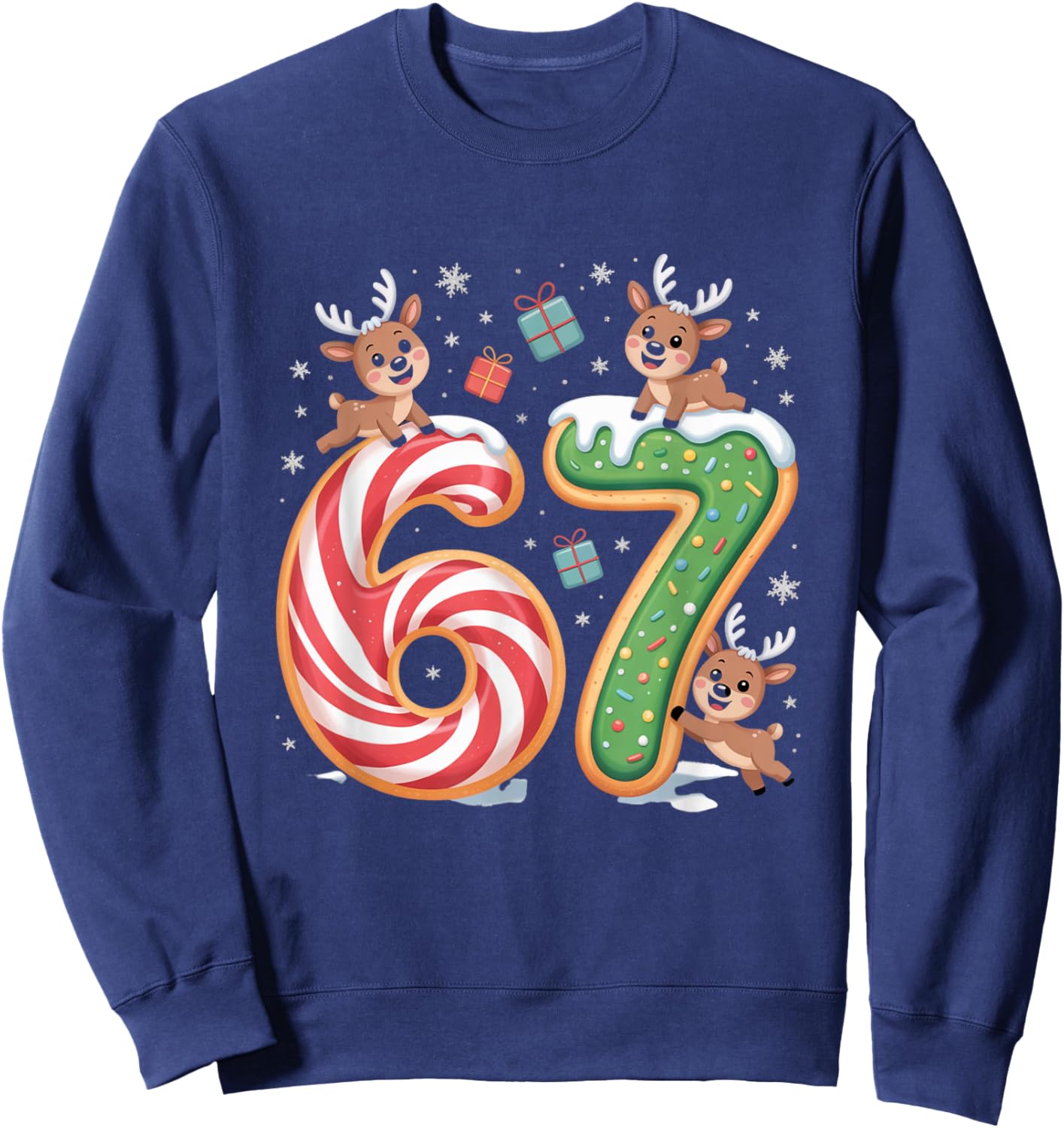 Christmas 67 Funny Xmas Six Seven Ugly Sweater 6-7 Sweatshirt - Sweatshirt | Navy