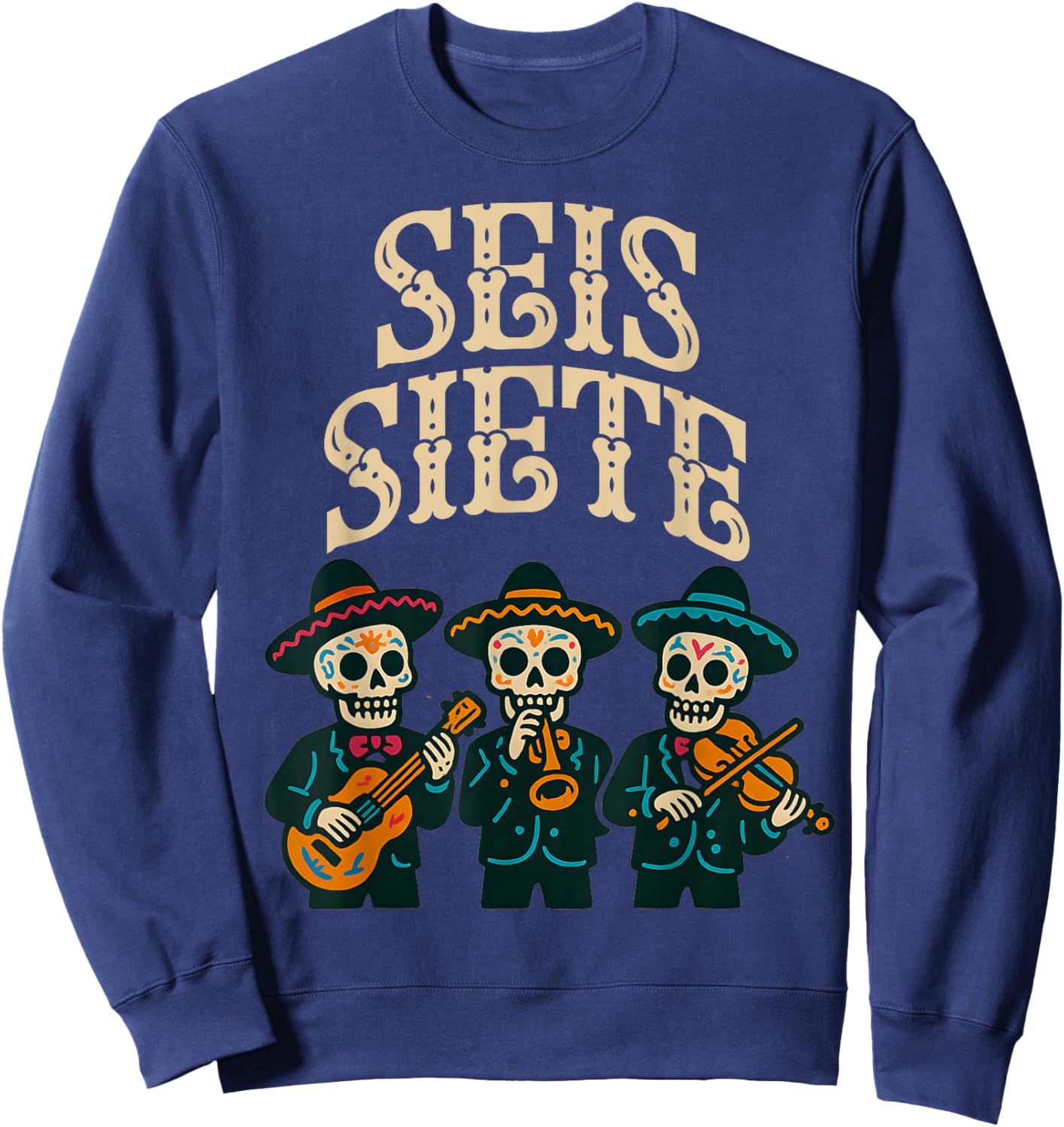 SEIS Siete Mexican Los Muertos Calaveras Sugar Skull 67 Boys Sweatshirt - Sweatshirt | Navy