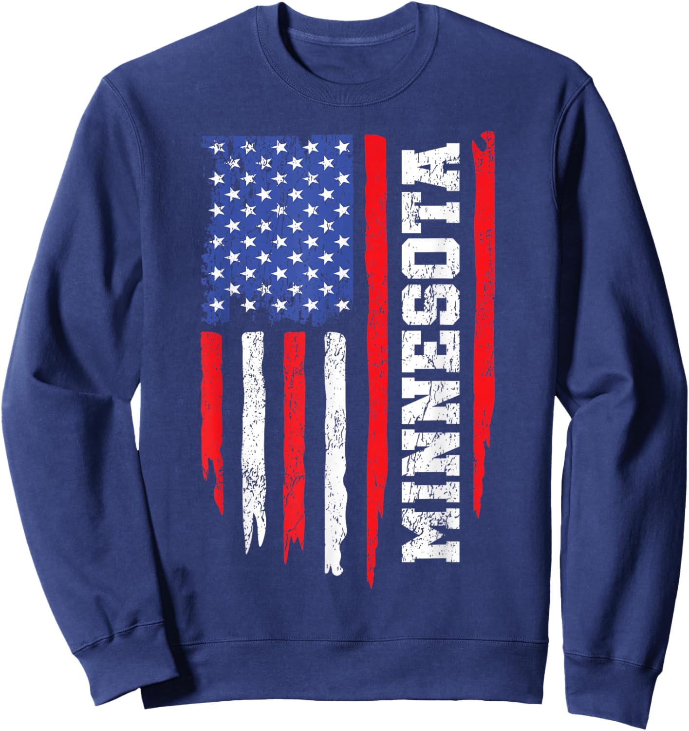 Minnesota Throwback MN Vintage US American Flag Minnesota Sweatshirt - Sweatshirt | Navy