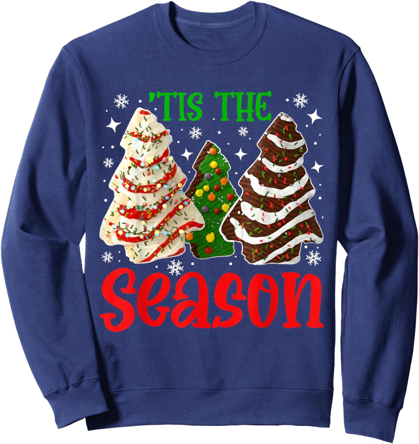 Tis The Season Christmas Tree Cakes Men Women Kid Family Sweatshirt - Sweatshirt | Navy