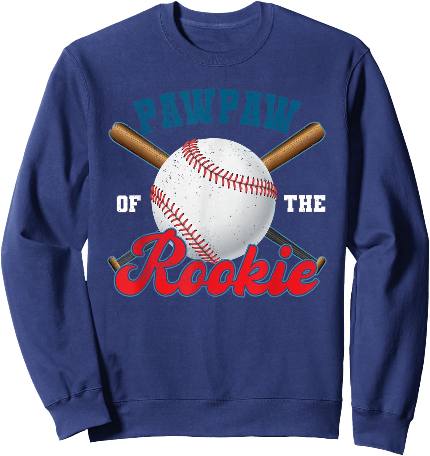 Pawpaw Rookie of Year 1st Birthday Baseball Theme Matching Sweatshirt - Sweatshirt | Navy
