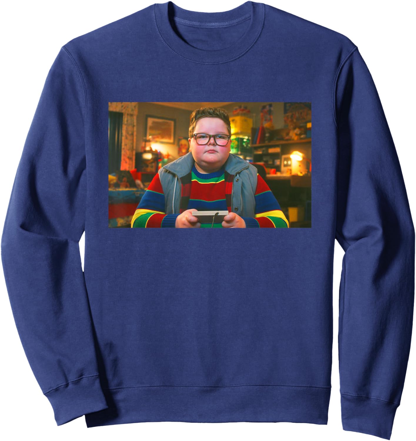 Stranger Things Derek Turnbow Playing NES Video Games Sweatshirt - Sweatshirt | Navy