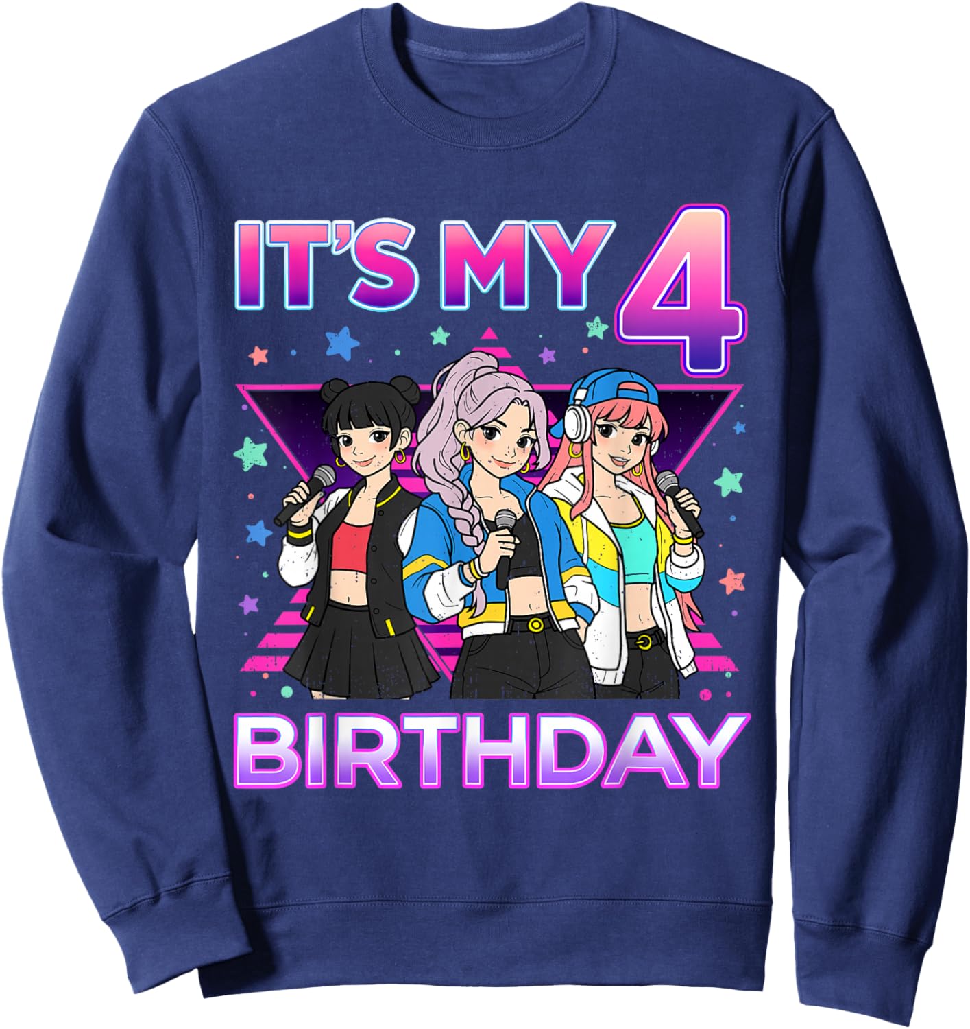 4 Years Old Birthday K pop Kids 4th Birthday Girls K-Pop Sweatshirt - Sweatshirt | Navy