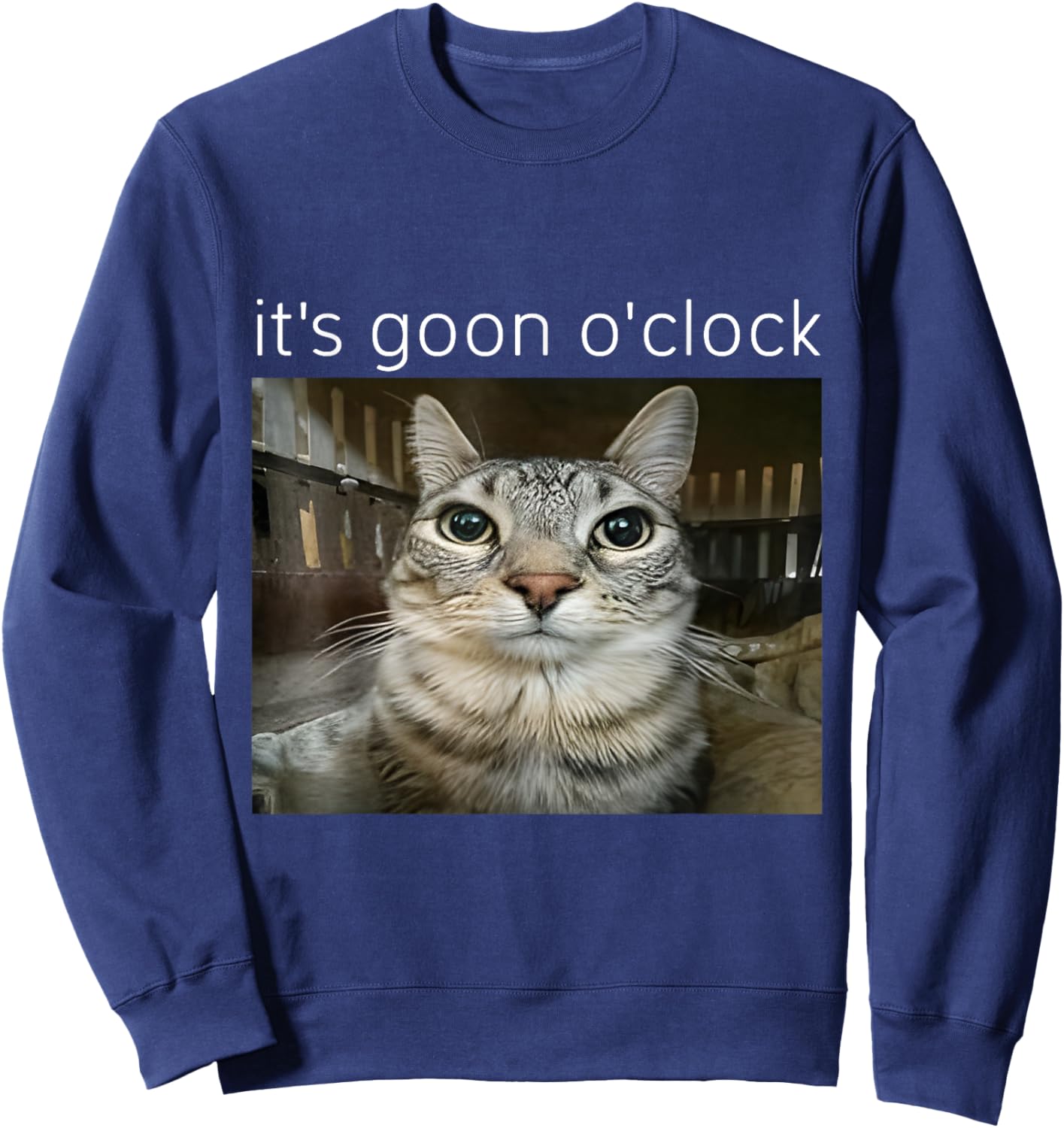 It's Goon O'clock Funny Kitten Cat Meme Gen Z Humor Sweatshirt - Sweatshirt | Navy