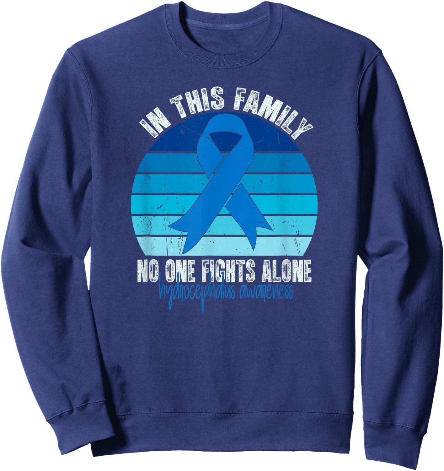 Hydrocephalus Awareness Support Retro Hydrocephalus Blue Sweatshirt - Sweatshirt | Navy