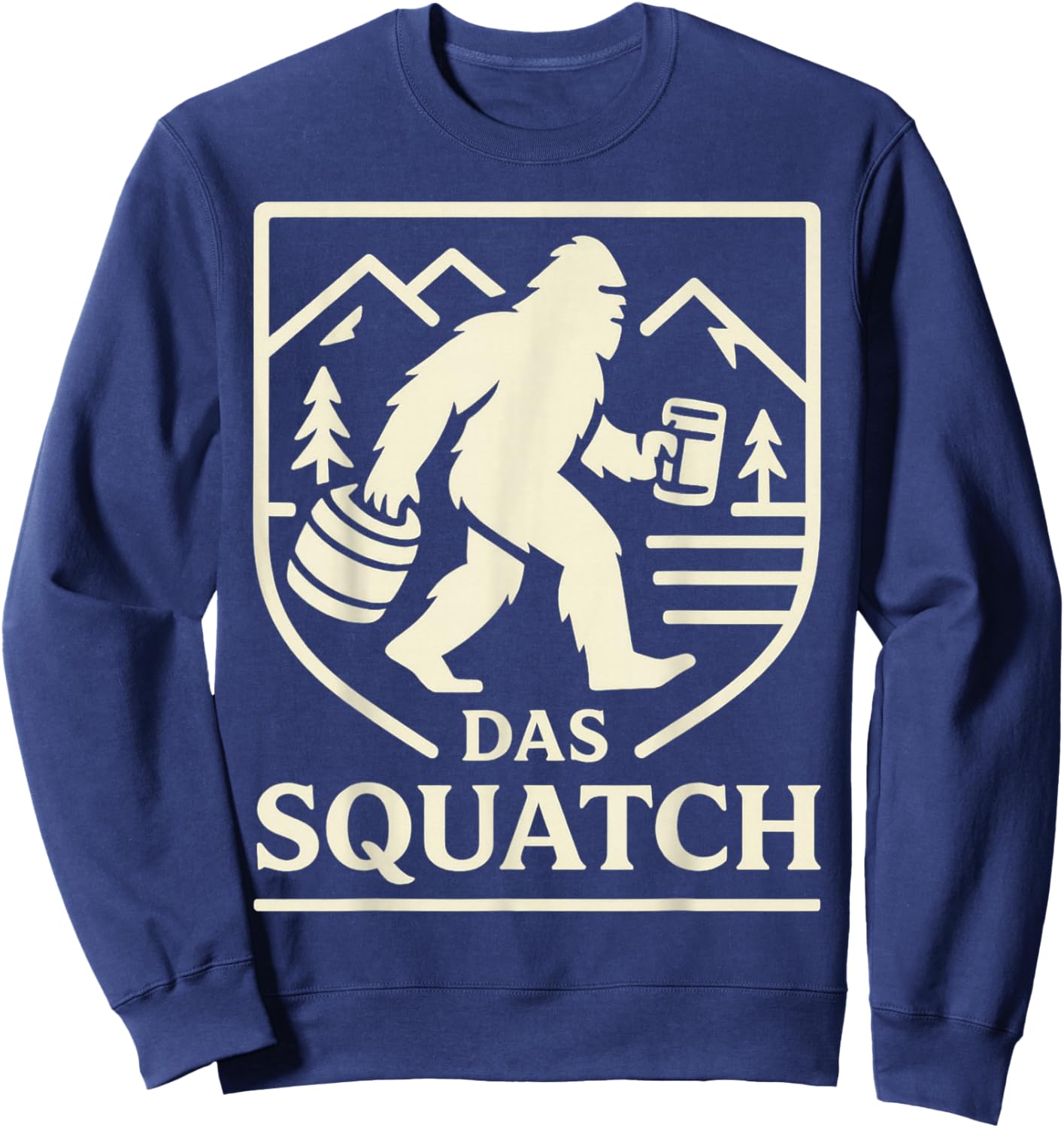 Das Squatch Funny Bigfoot Oktoberfest Drinking Beer German Sweatshirt - Sweatshirt | Navy