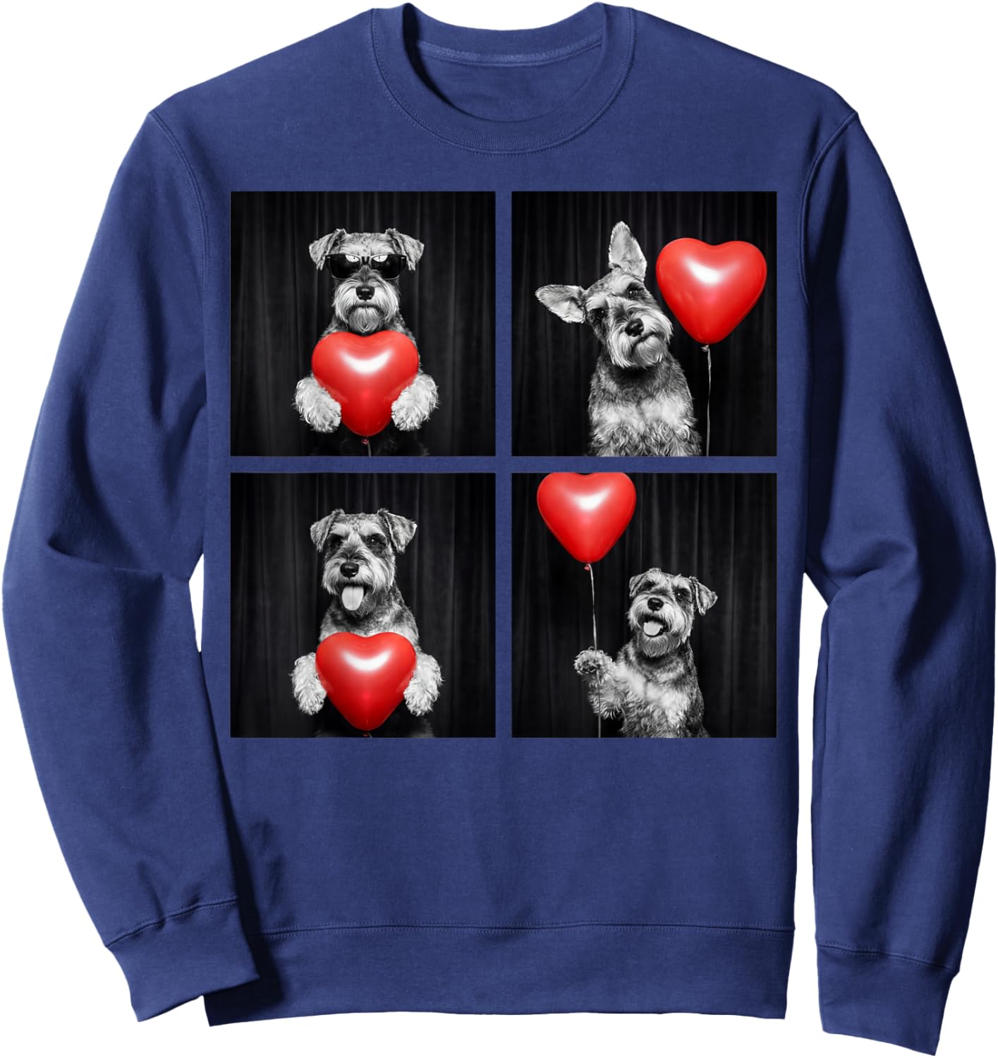 Funny Schnauzer Photobooth Dog Lover Design Valentines Sweatshirt - Sweatshirt | Navy