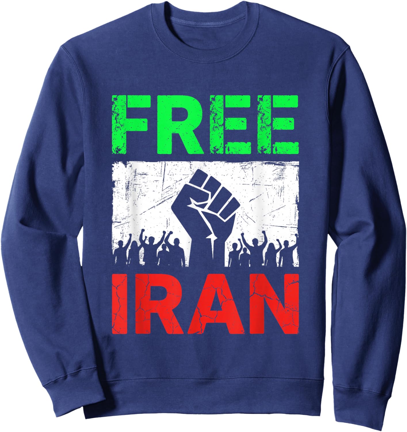 Free Iran T Iranian Flag Lion Sweatshirt - Sweatshirt | Navy