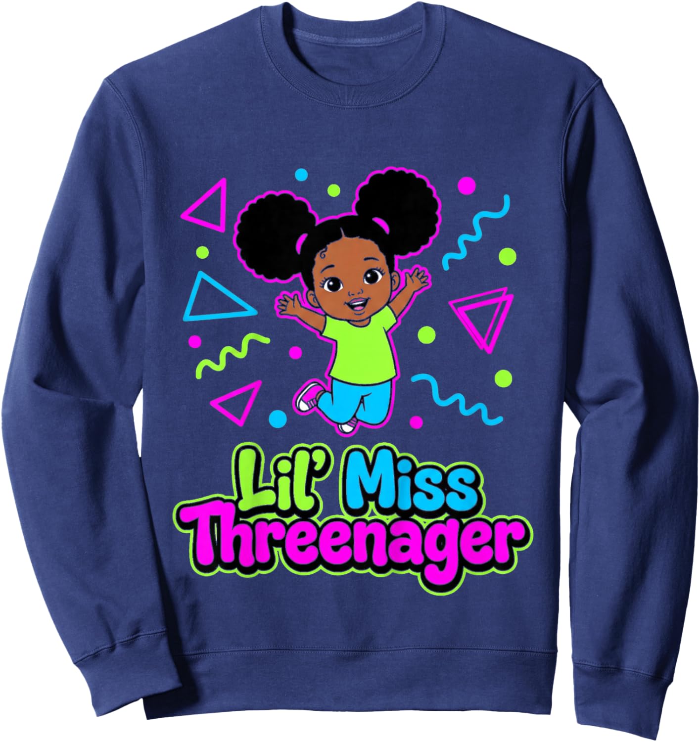 3rd Birthday Girl Sassy Toddler Lil Miss Threenager Sweatshirt - Sweatshirt | Navy