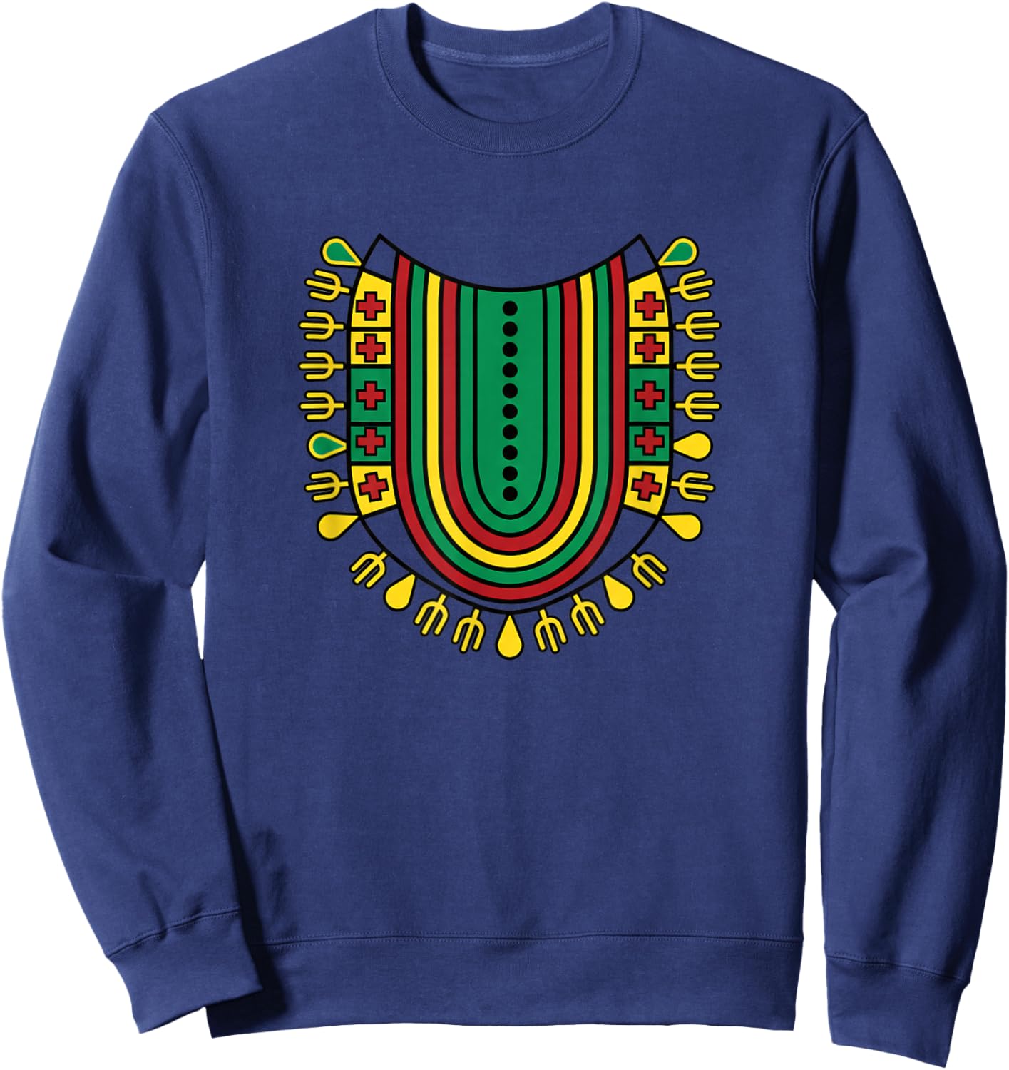 Afrocentric Dashiki Kids African Heritage Pattern Rasta Vibe Sweatshirt - Sweatshirt | Navy
