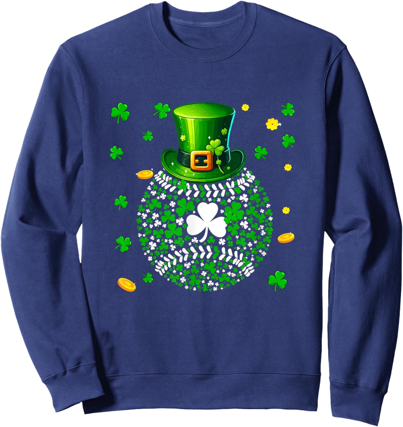 Baseball Ball St. Patrick's Day Costume Player Fan Team Sweatshirt - Sweatshirt | Navy