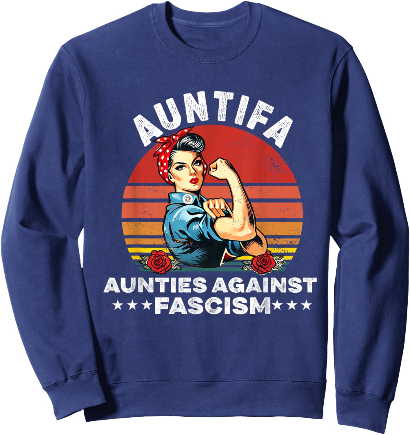 Auntifa Aunties Against Fascism Protest Medusa Feminist Sweatshirt - Sweatshirt | Navy
