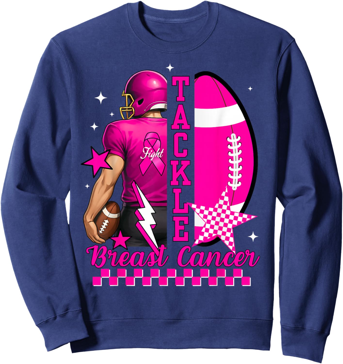 Tackle Breast Cancer Awareness American Football Men Women Sweatshirt - Sweatshirt | Navy
