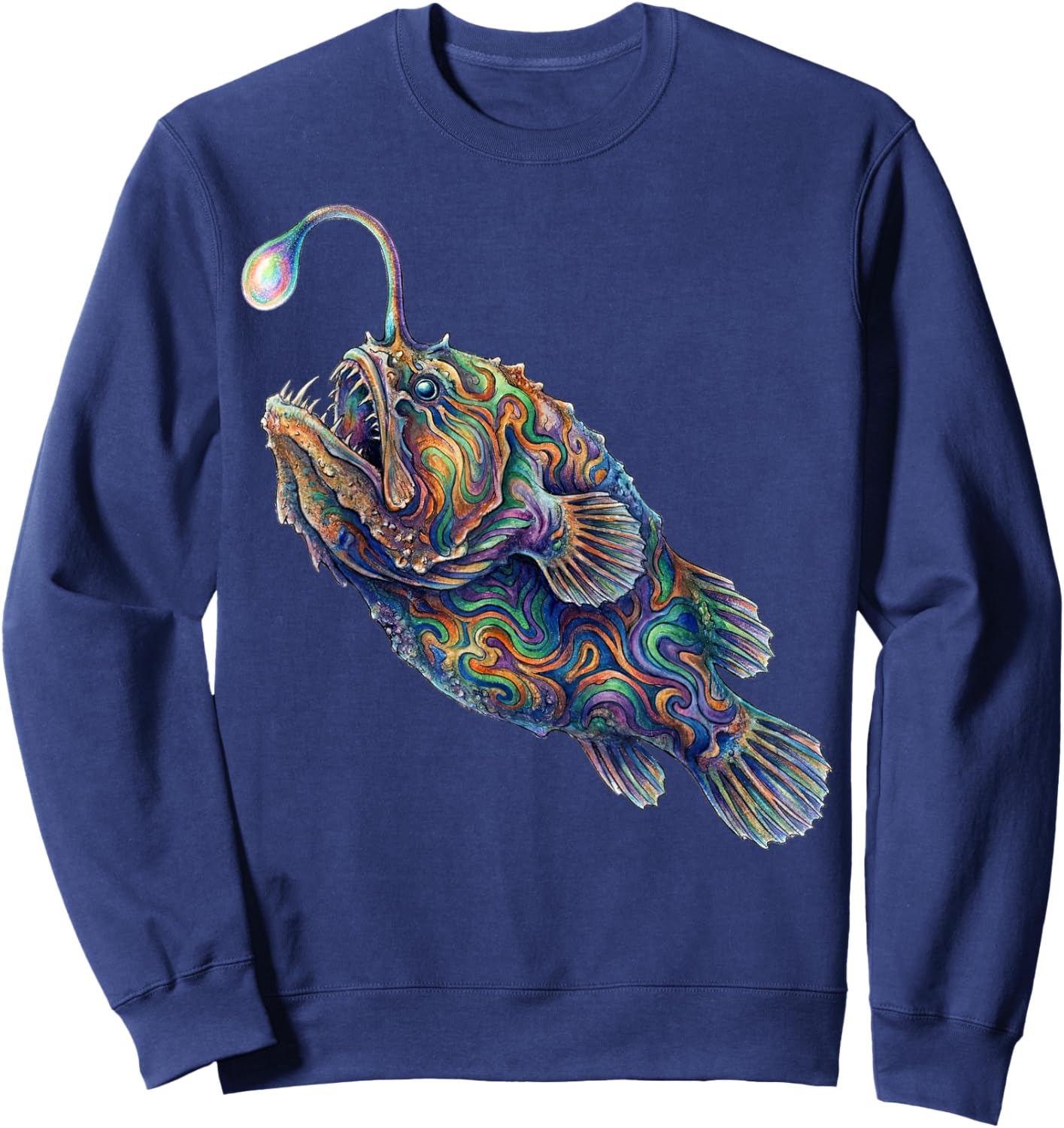 Anglerfish Abstract Ocean Art Marine Life Colorful Sweatshirt - Sweatshirt | Navy