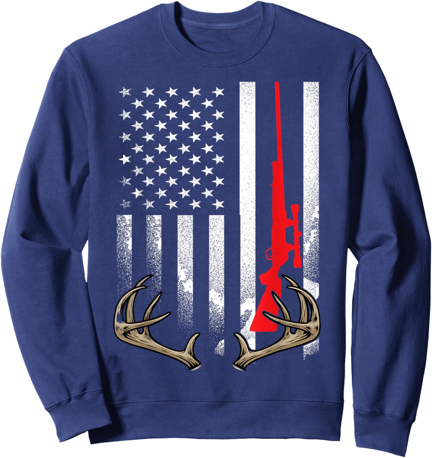 Deer Hunting Love Whitetail Hunt Wildlife Elk Patriot Hunter Sweatshirt - Sweatshirt | Navy