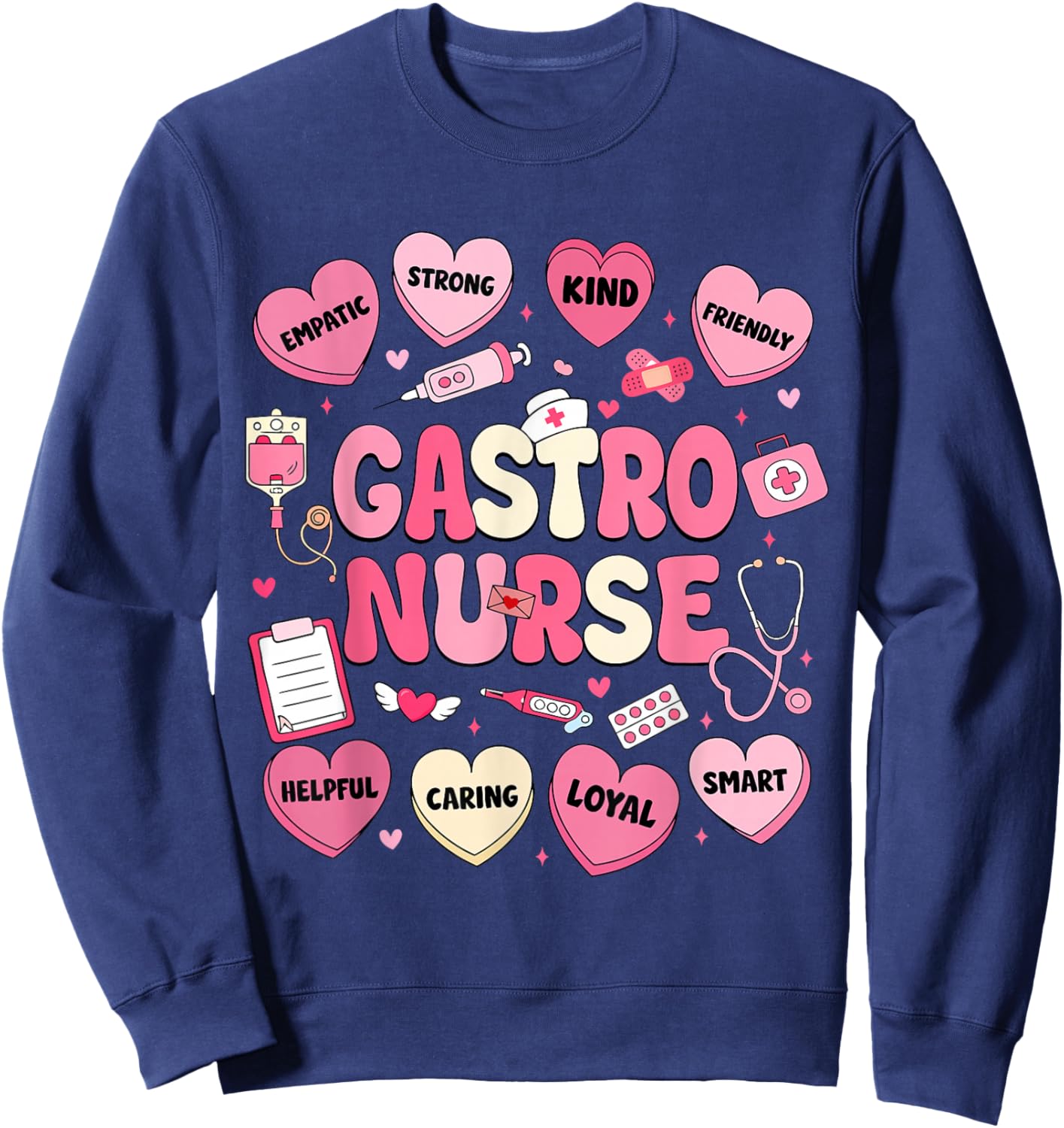 GI Nurse Valentine's Hearts Candy Gastroenterology Endo Tech Sweatshirt - Sweatshirt | Navy
