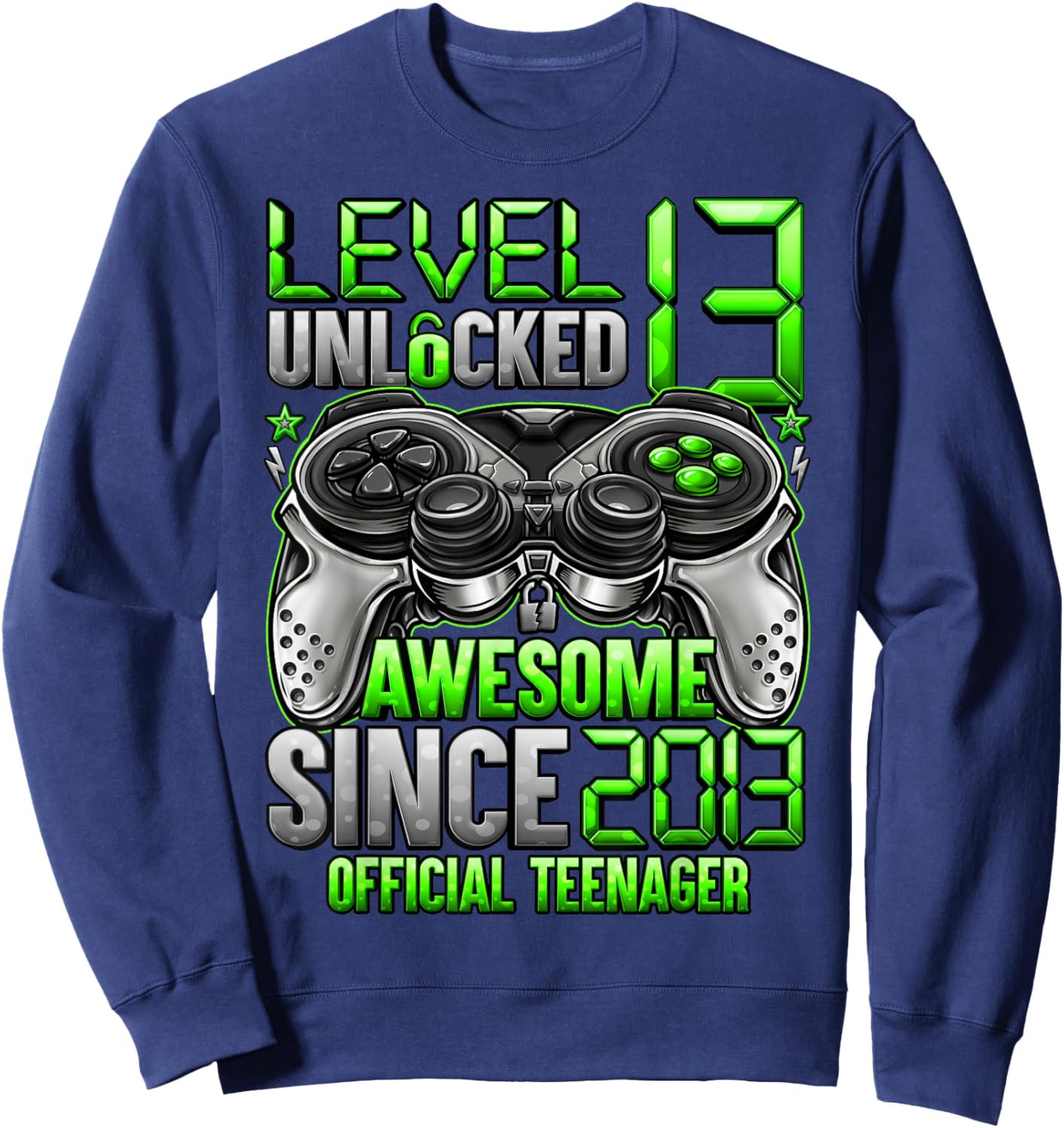 Official Teenager Level 13 Unlocked Boys 13th Birthday Boy Sweatshirt - Sweatshirt | Navy