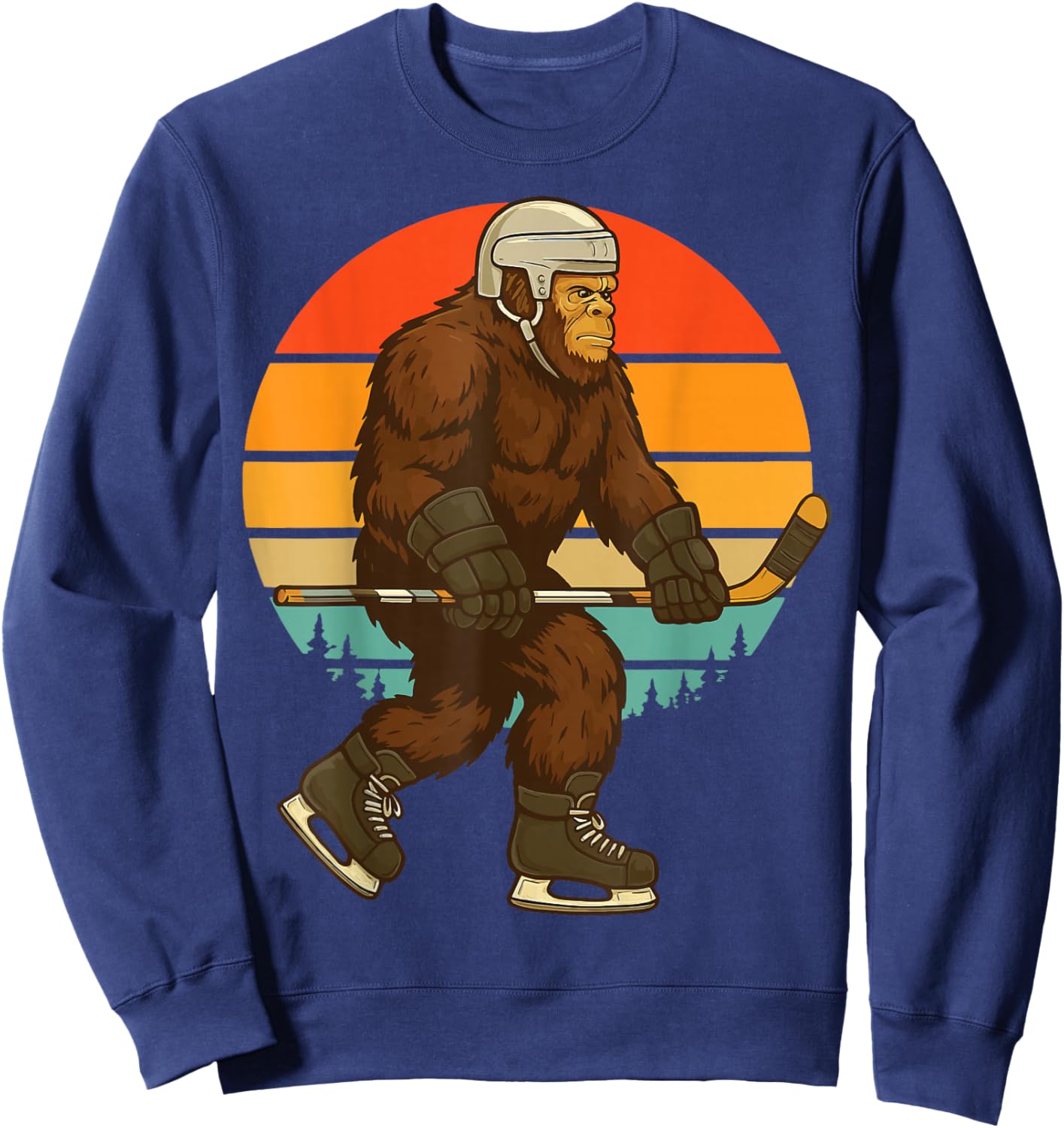Bigfoot Ice Hockey Retro Sweatshirt - Sweatshirt | Navy