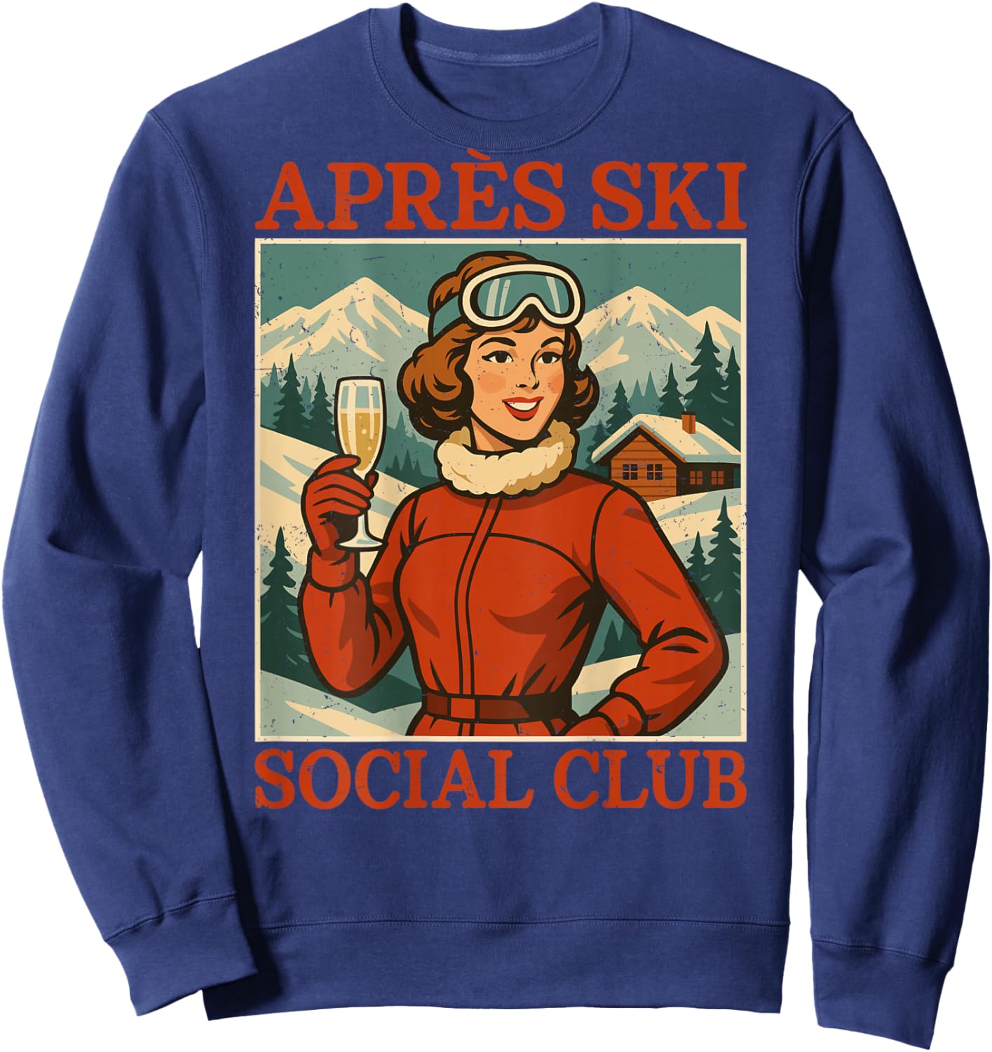 Apres Ski Social Club Retro Vintage Mountain Party Sweatshirt - Sweatshirt | Navy