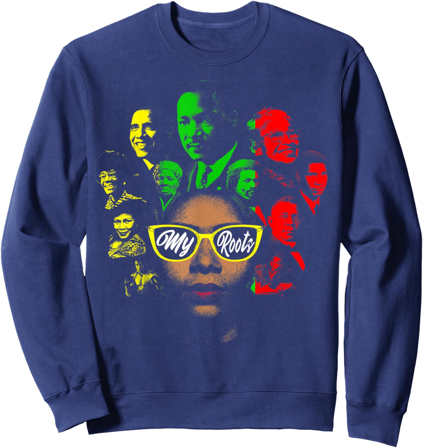 Black History Leaders Collage Famous African American Month Sweatshirt - Sweatshirt | Navy