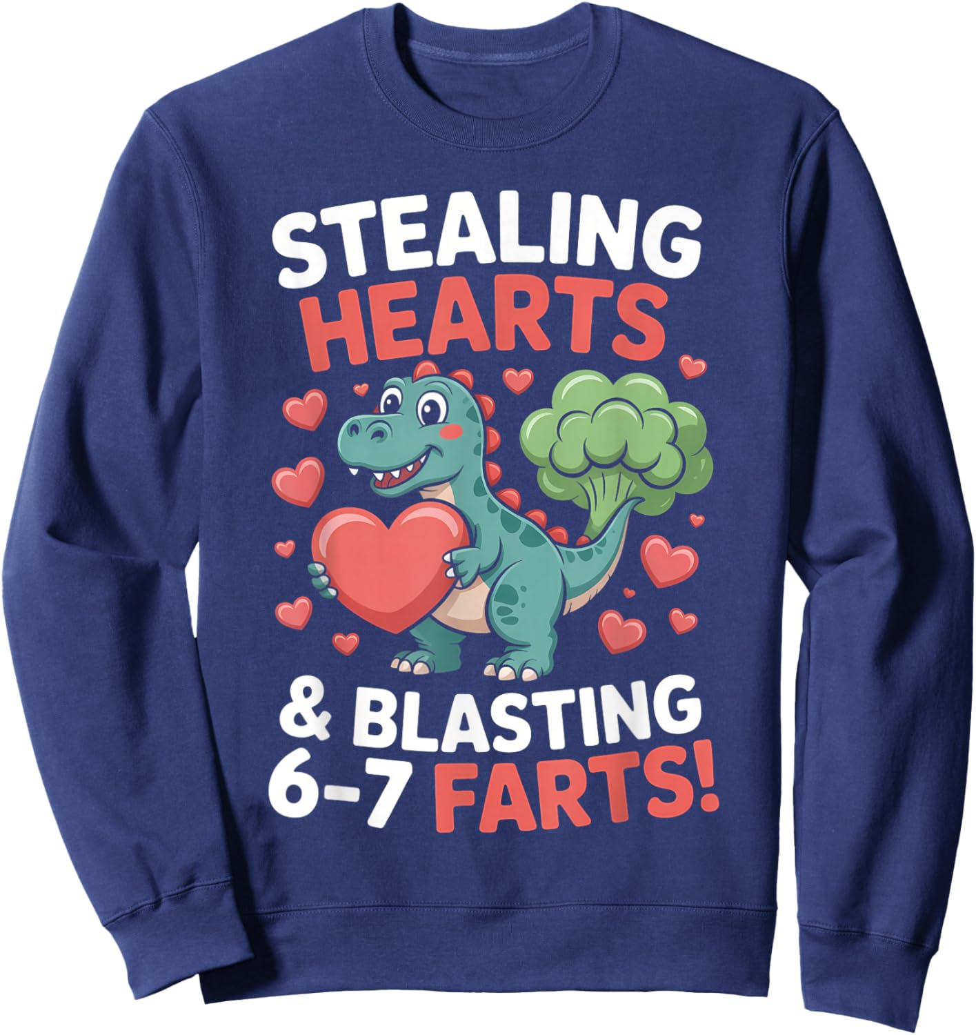 67 Meme Stealing Hearts Dinosaur Valentine's Day Kids Boys Sweatshirt - Sweatshirt | Navy