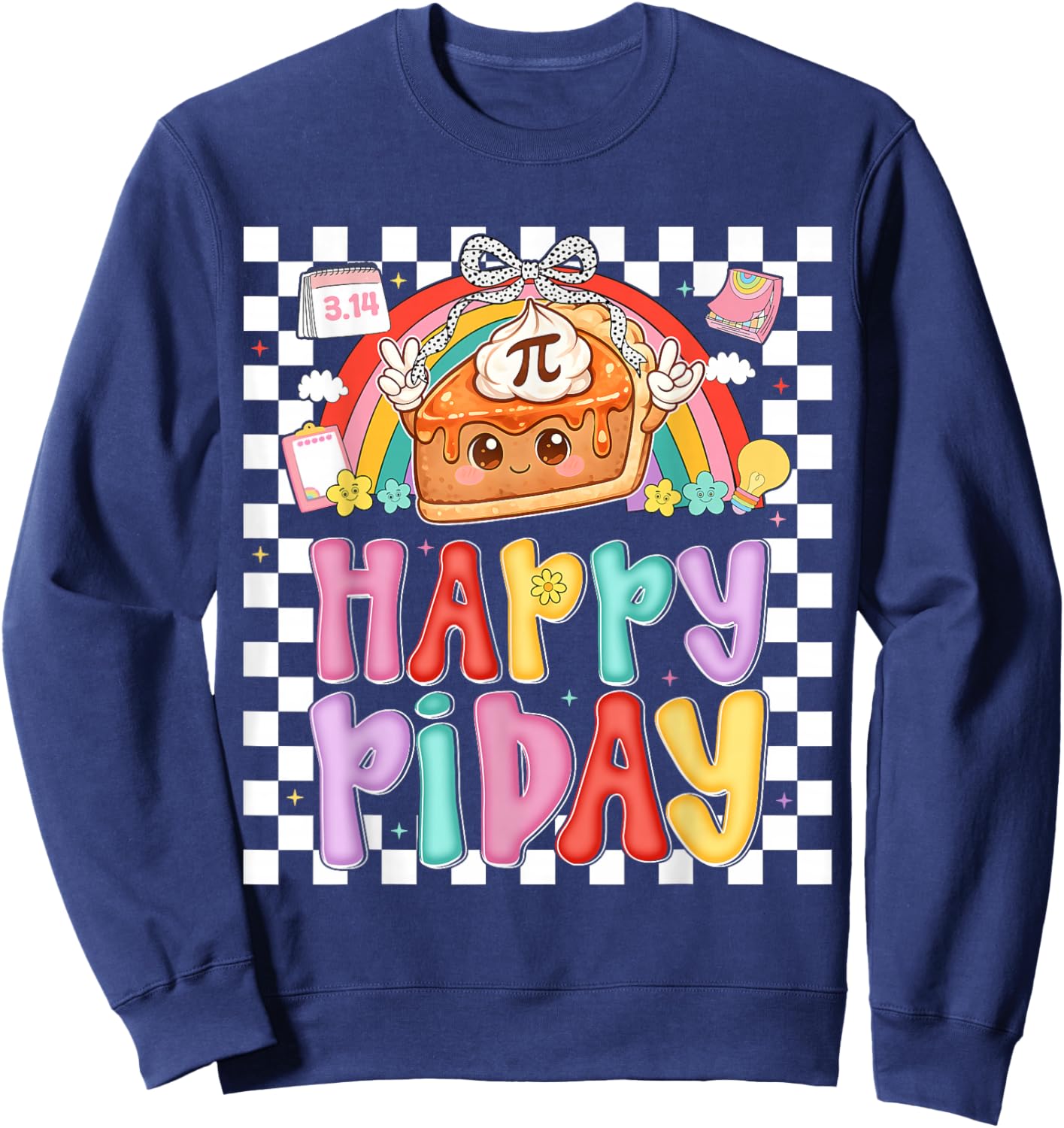 Happy Pi Day 3.14 Pie Coquette Bow Girl Kid Math Teacher Sweatshirt - Sweatshirt | Navy