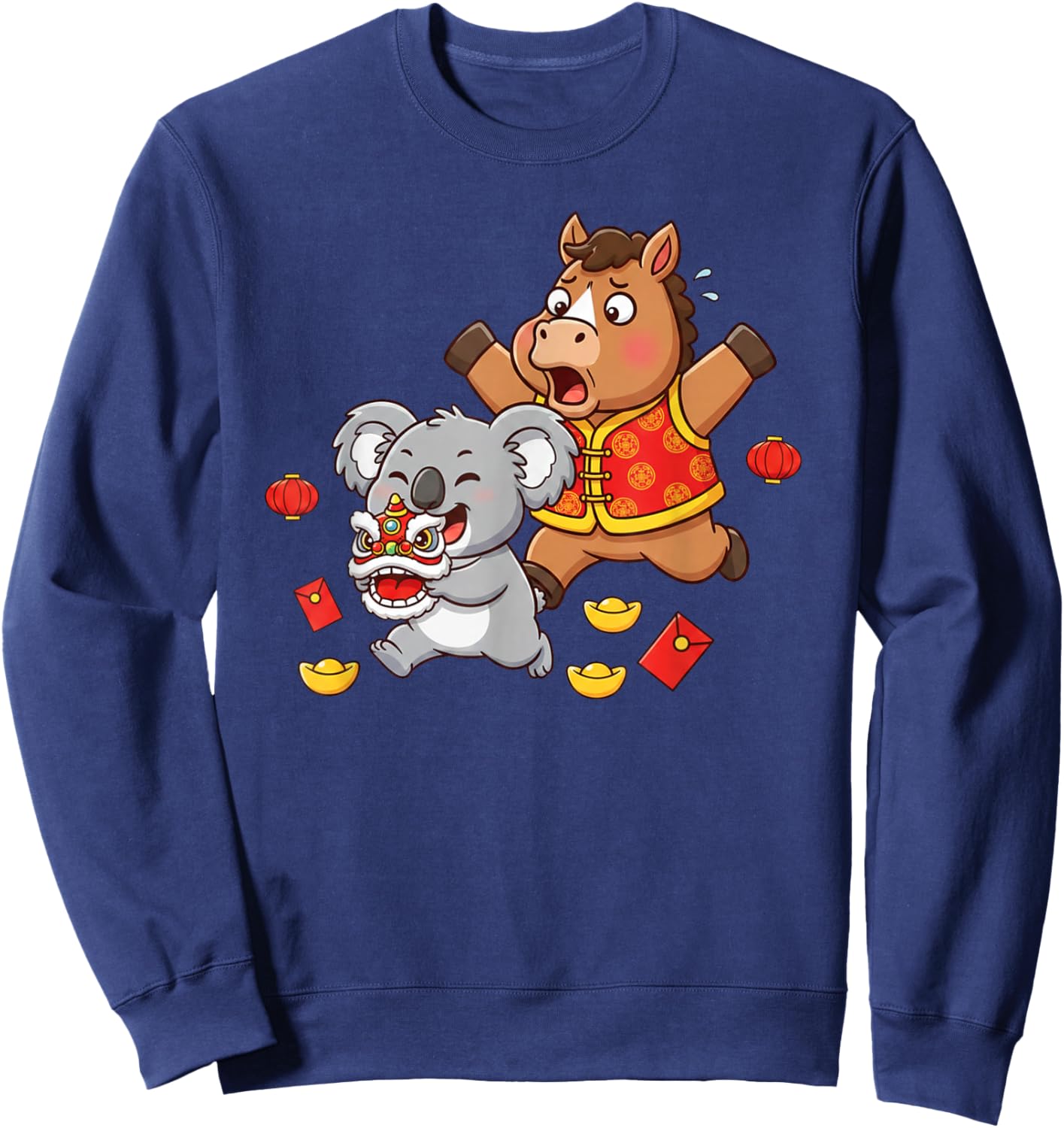 Chinese Horse Koala Funny Kids Happy New Year Sweatshirt - Sweatshirt | Navy