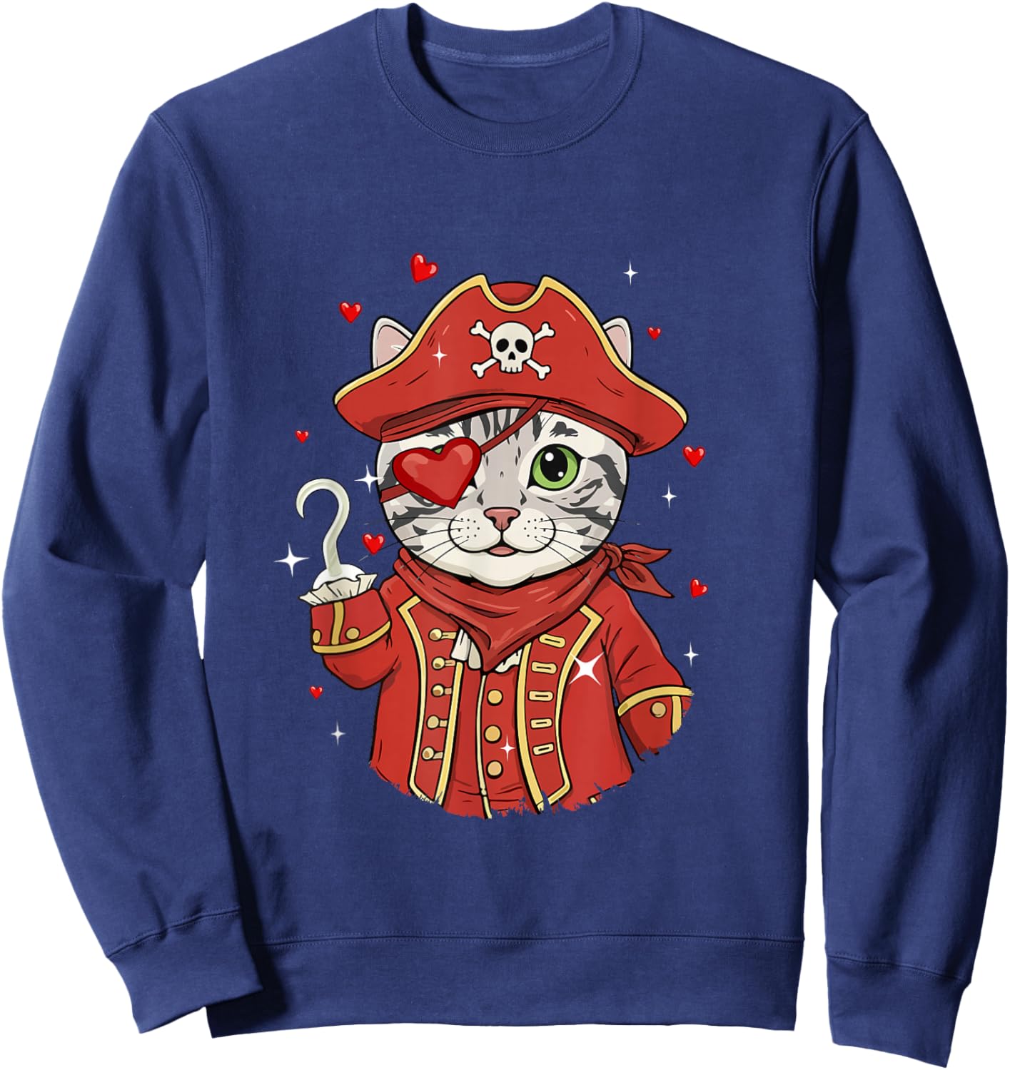 American Shorthair As Pirate Valentine's Day Owner Kids Sweatshirt - Sweatshirt | Navy