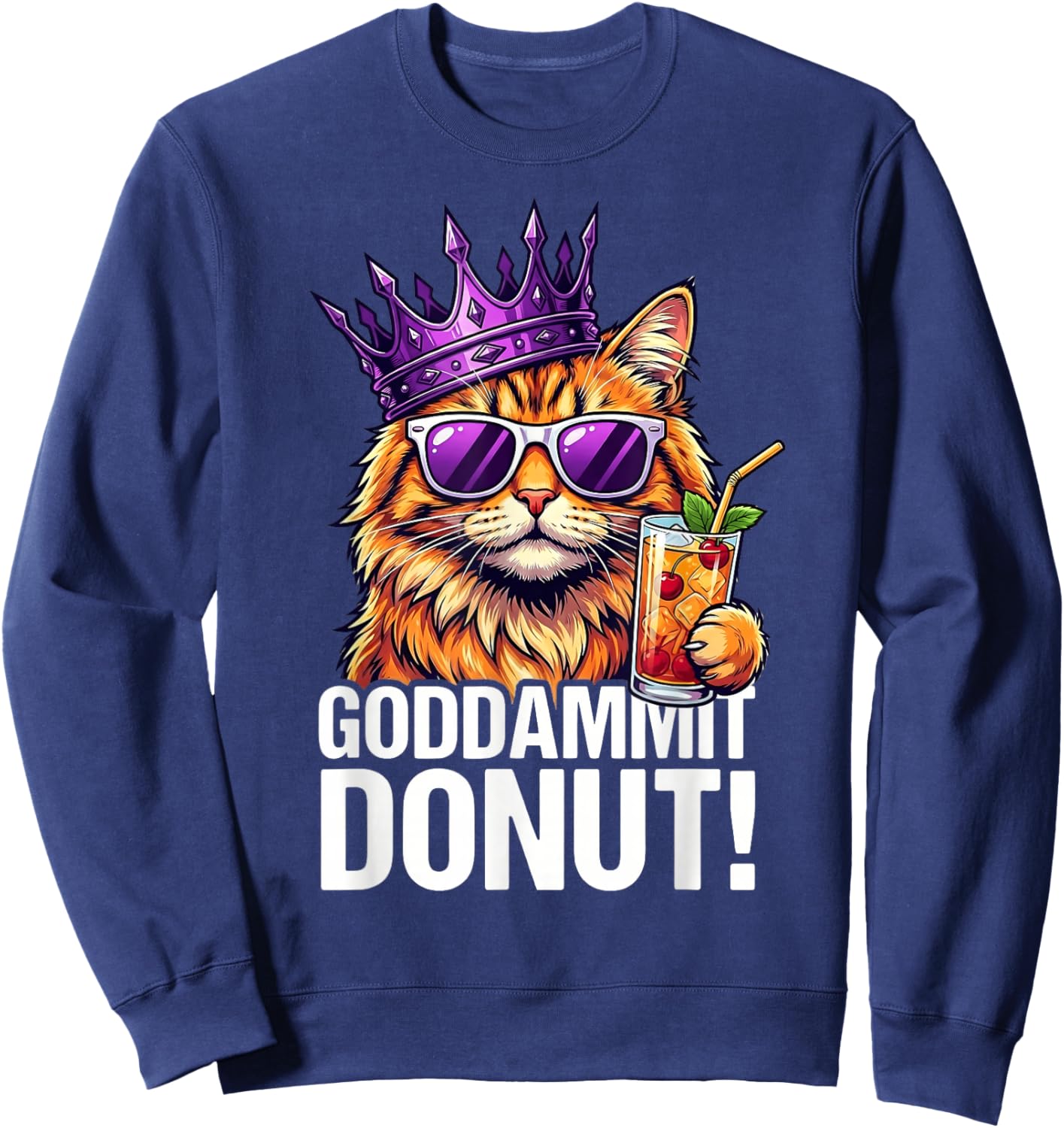 Donut Princess Cat Meme – Kawaii Funny Cartoon Style Sweatshirt - Sweatshirt | Navy