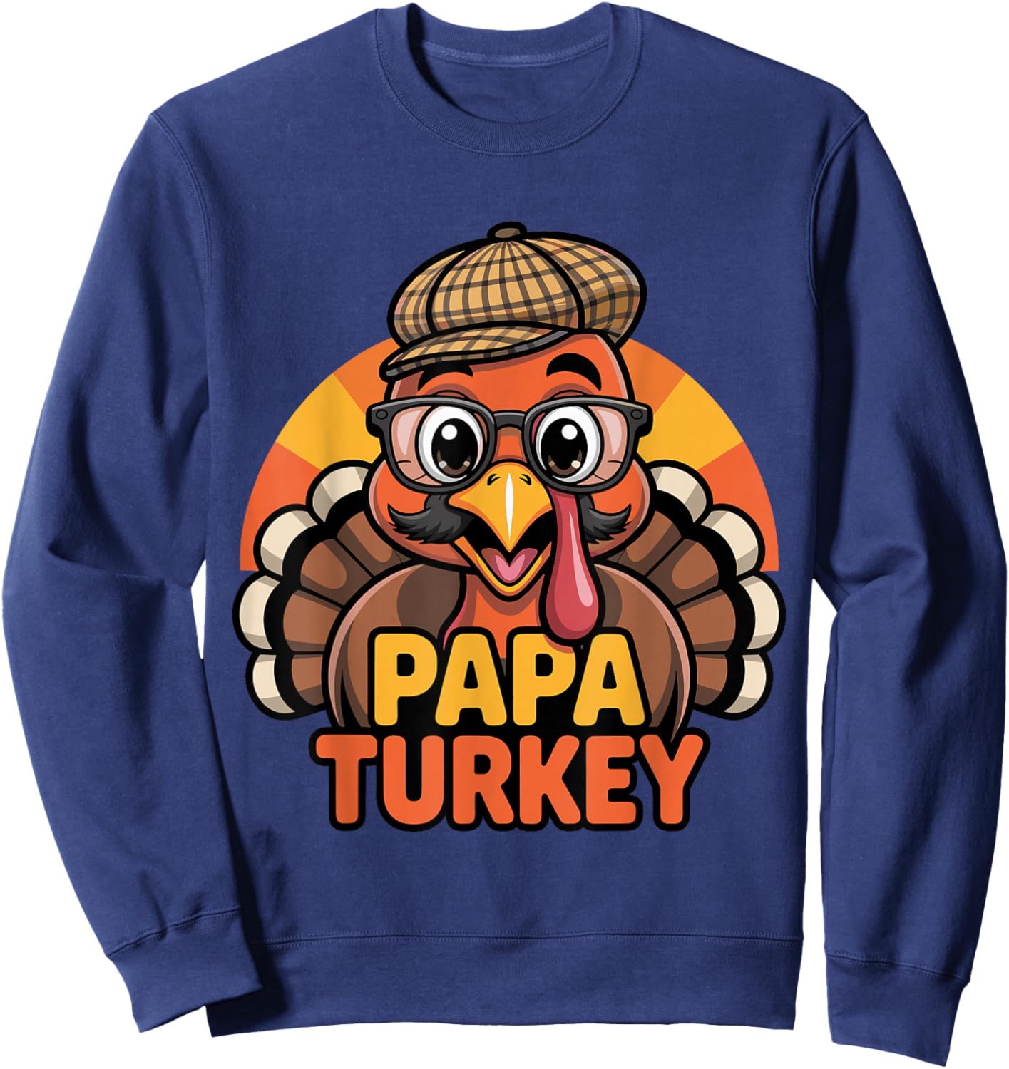 Funny Thanksgiving Papa Turkey Family Matching Men Sweatshirt - Sweatshirt | Navy