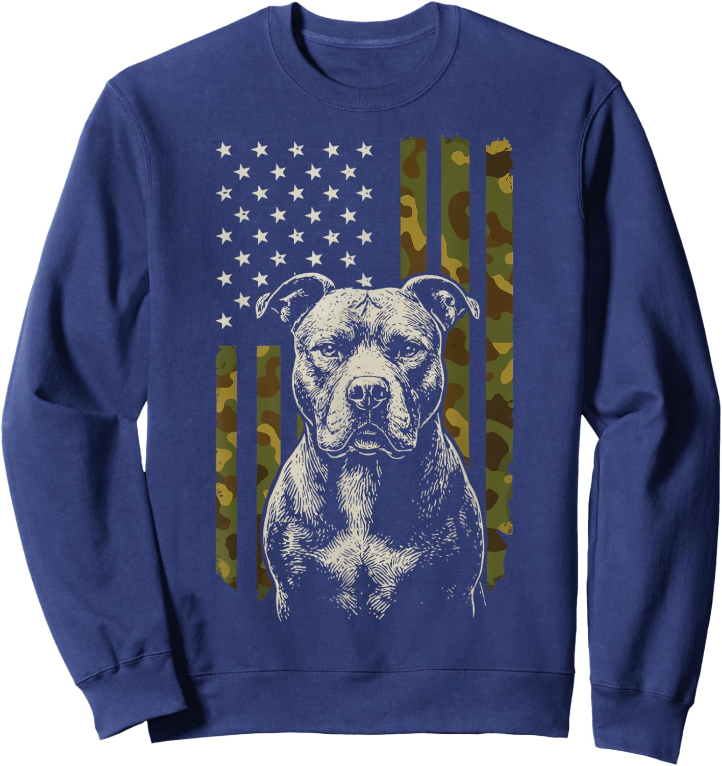 Pitbull US Flag Pit Bull America Sweatshirt - Sweatshirt | Navy
