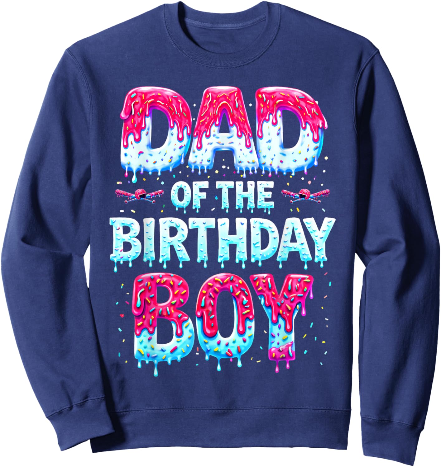 Dad of The Birthday Boy Ice Cream Baseball Family Party Sweatshirt - Sweatshirt | Navy