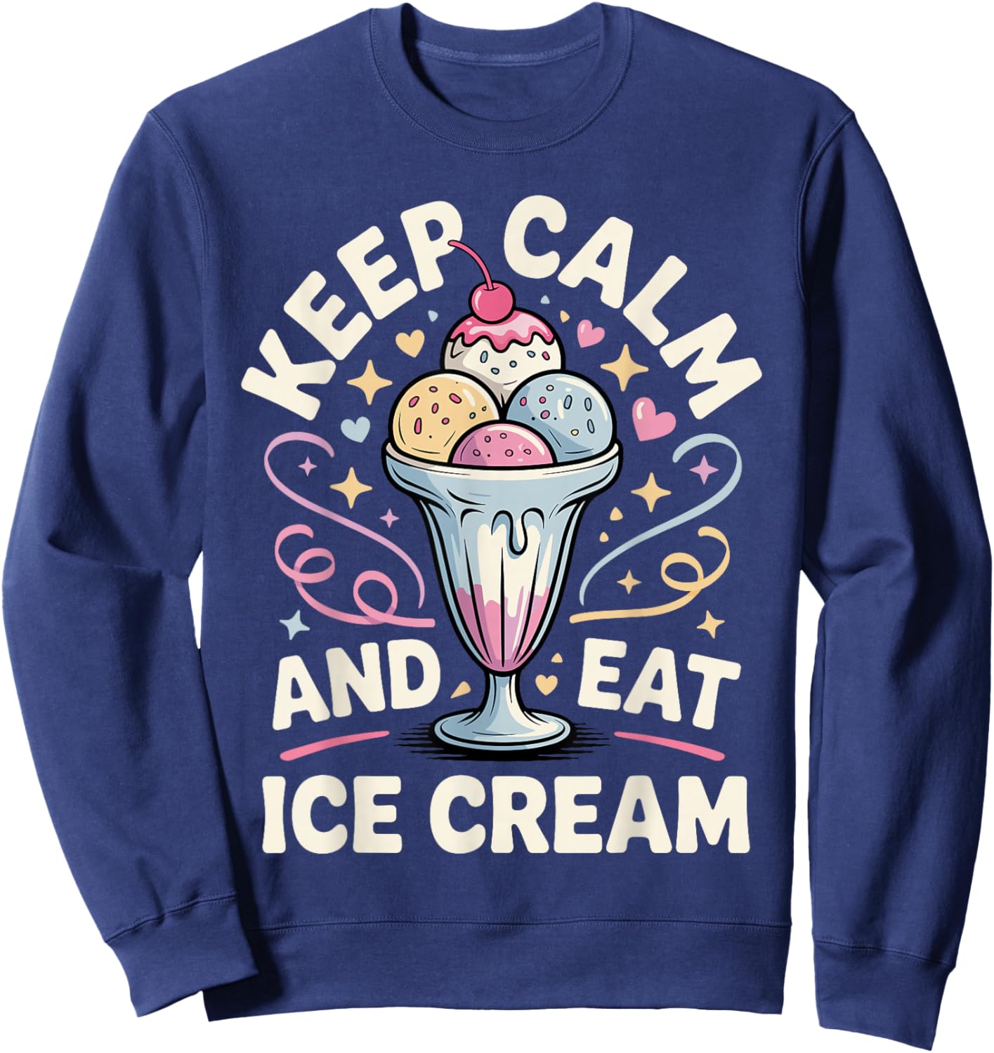 Funny Ice Cream Art Women Kids Dessert Ice Cream Fan Sweatshirt - Sweatshirt | Navy