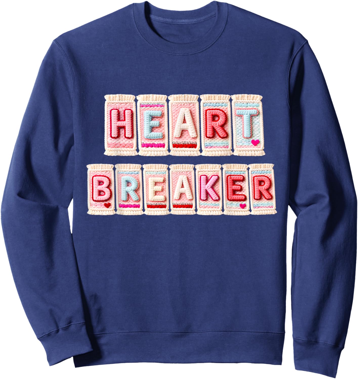 Heart Breaker Flux Knitted Design Valentines Day Sweatshirt - Sweatshirt | Navy