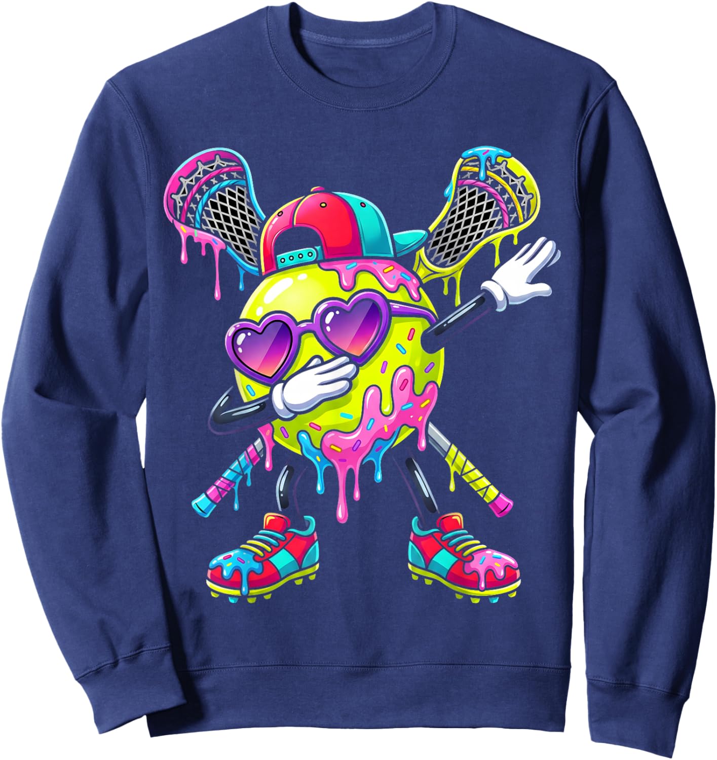 Lacrosse Ice Cream Drip Dabbing Sports Sprinkles for Boys Sweatshirt - Sweatshirt | Navy