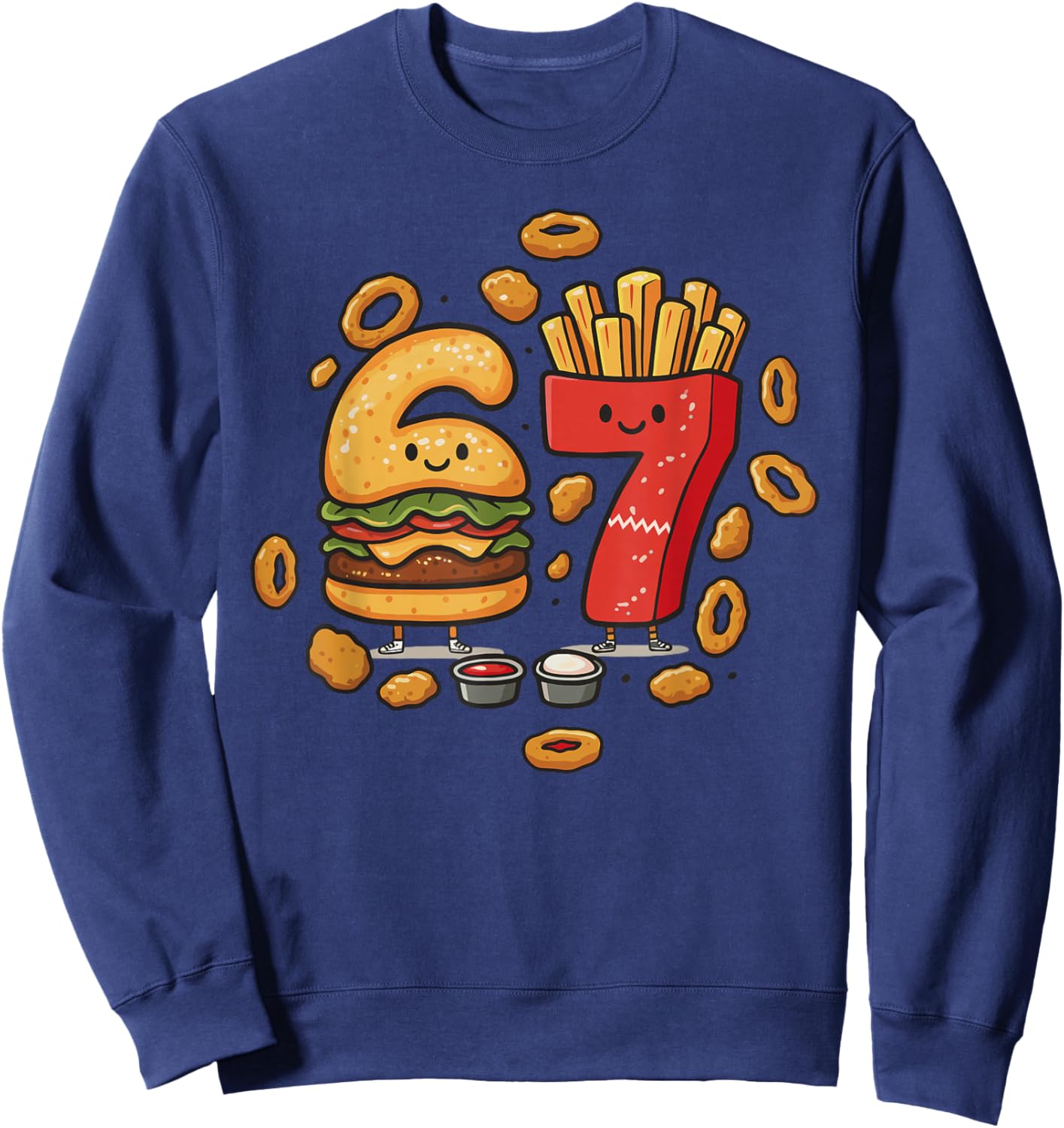 Funny Fast Food 67 Burger Fries Chicken Nugget Six Seven Sweatshirt - Sweatshirt | Navy