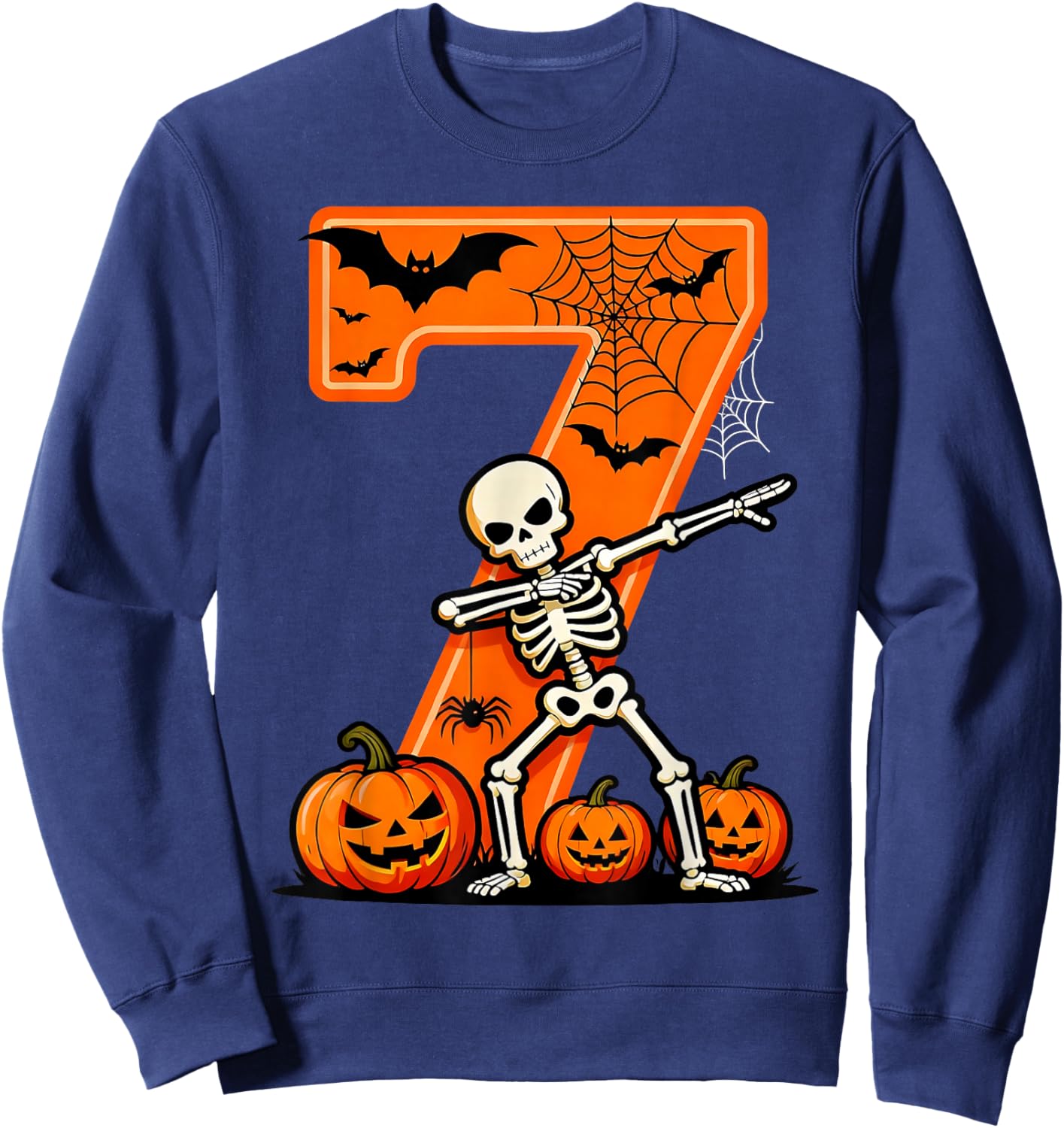 67 Six Seven Meme Couple Matching Skeleton Pumpkin Halloween Sweatshirt - Sweatshirt | Navy