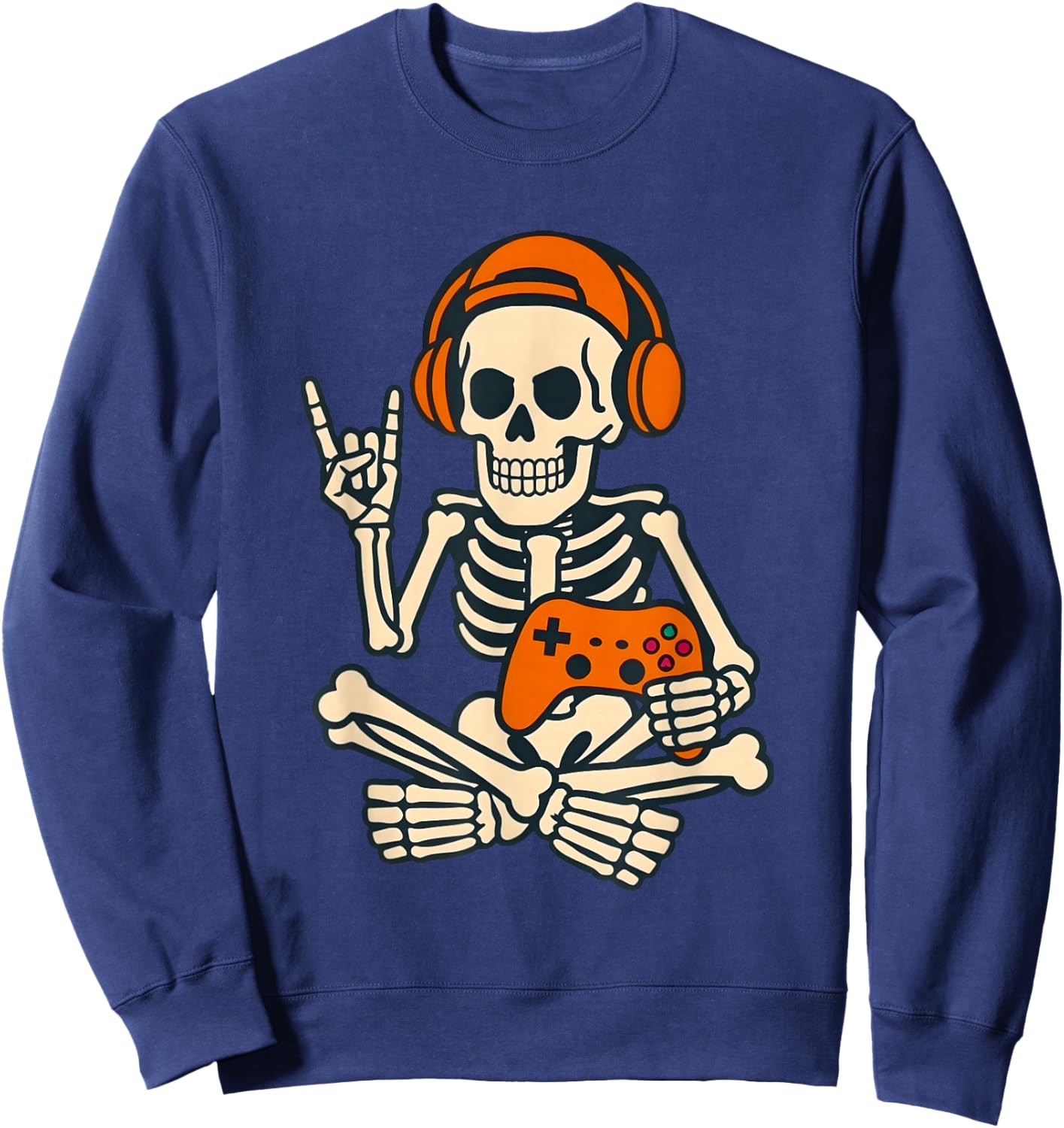 Halloween Skeleton Gamer Video Gaming Boys Men Kids Sweatshirt - Sweatshirt | Navy