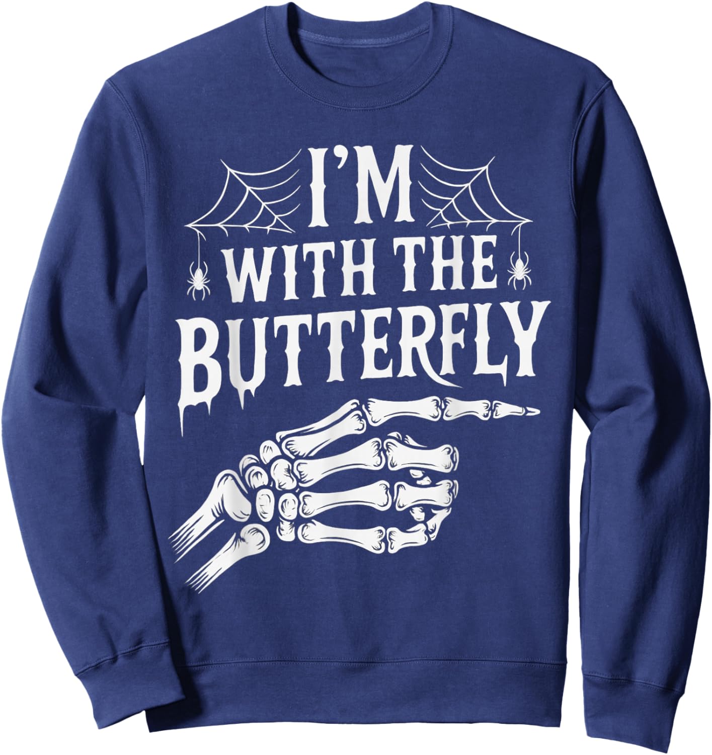 I'm with Butterfly Halloween Costume Couples Matching Sweatshirt - Sweatshirt | Navy